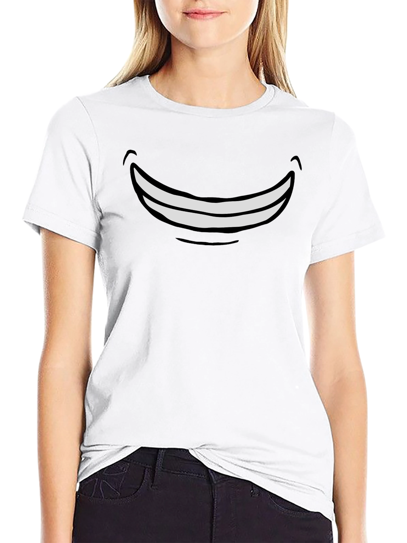Smiling Face Graphic Tee - Casual Comfort