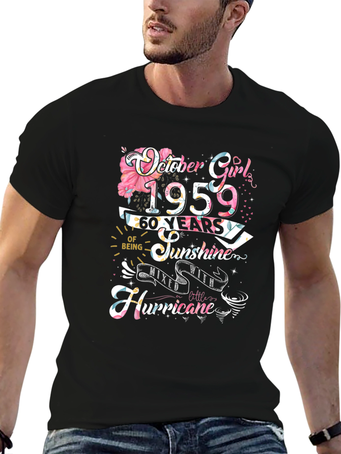 October Girl 1959 60 Years Sunshine Hurricane T-Shirt