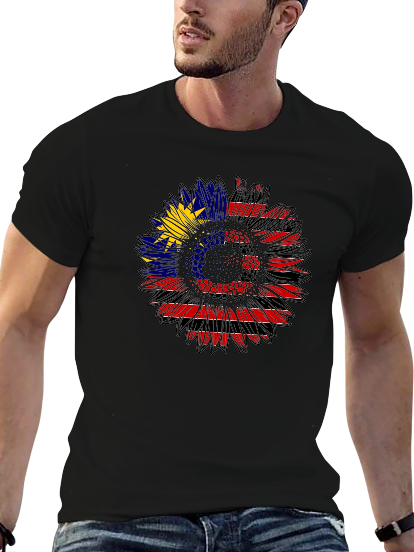 Sunflower Malaysian Flag Graphic Tee - Black