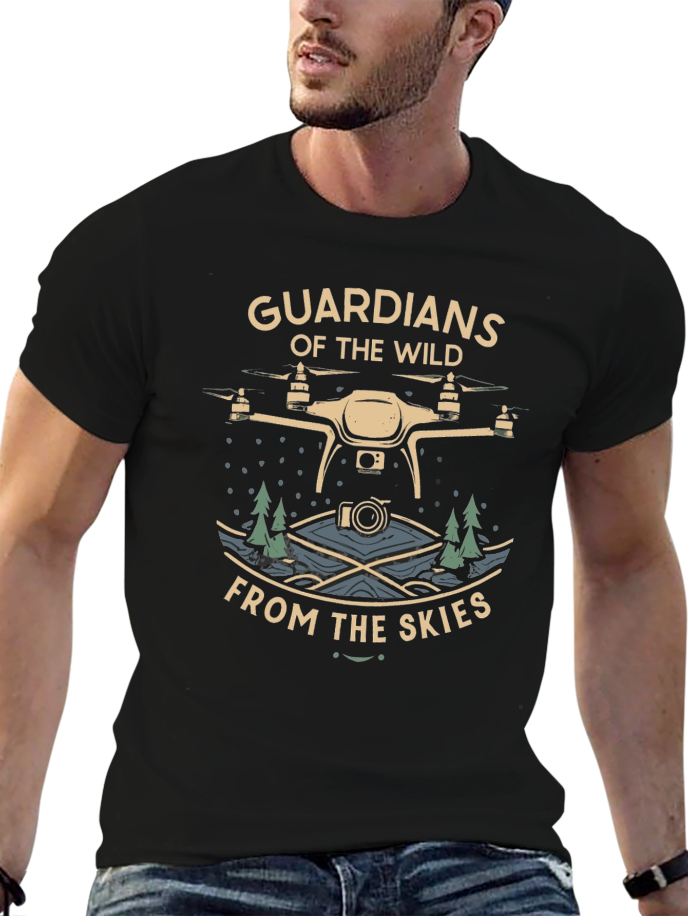 Guardians of the Wild Drone Graphic Tee - Black