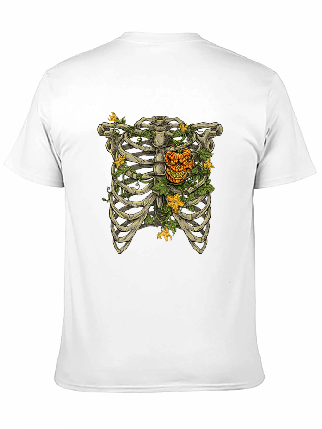 Skeleton Rib Cage Pumpkin Halloween Graphic Tee