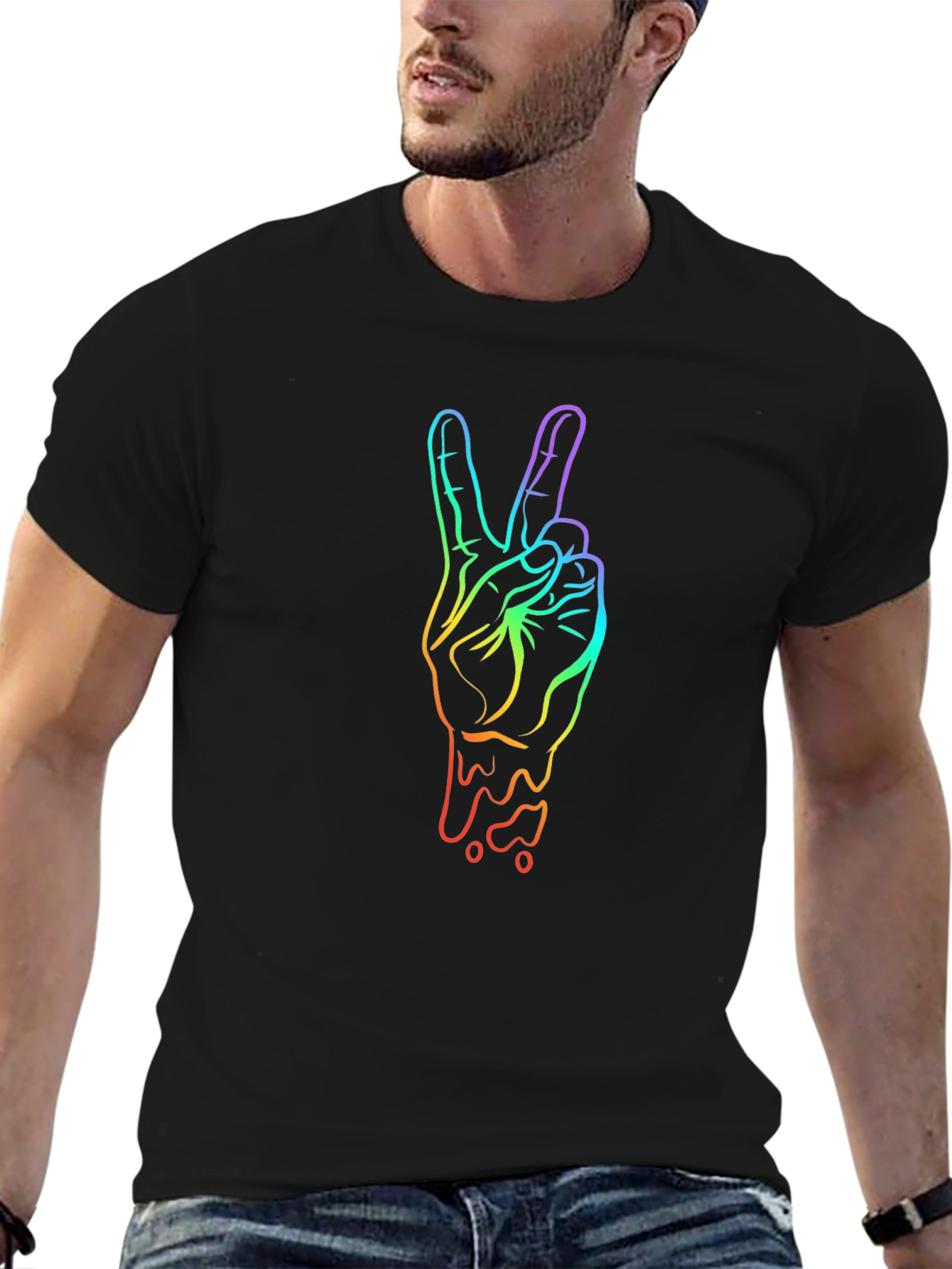 Peace Sign Rainbow Graphic T-Shirt - Unisex