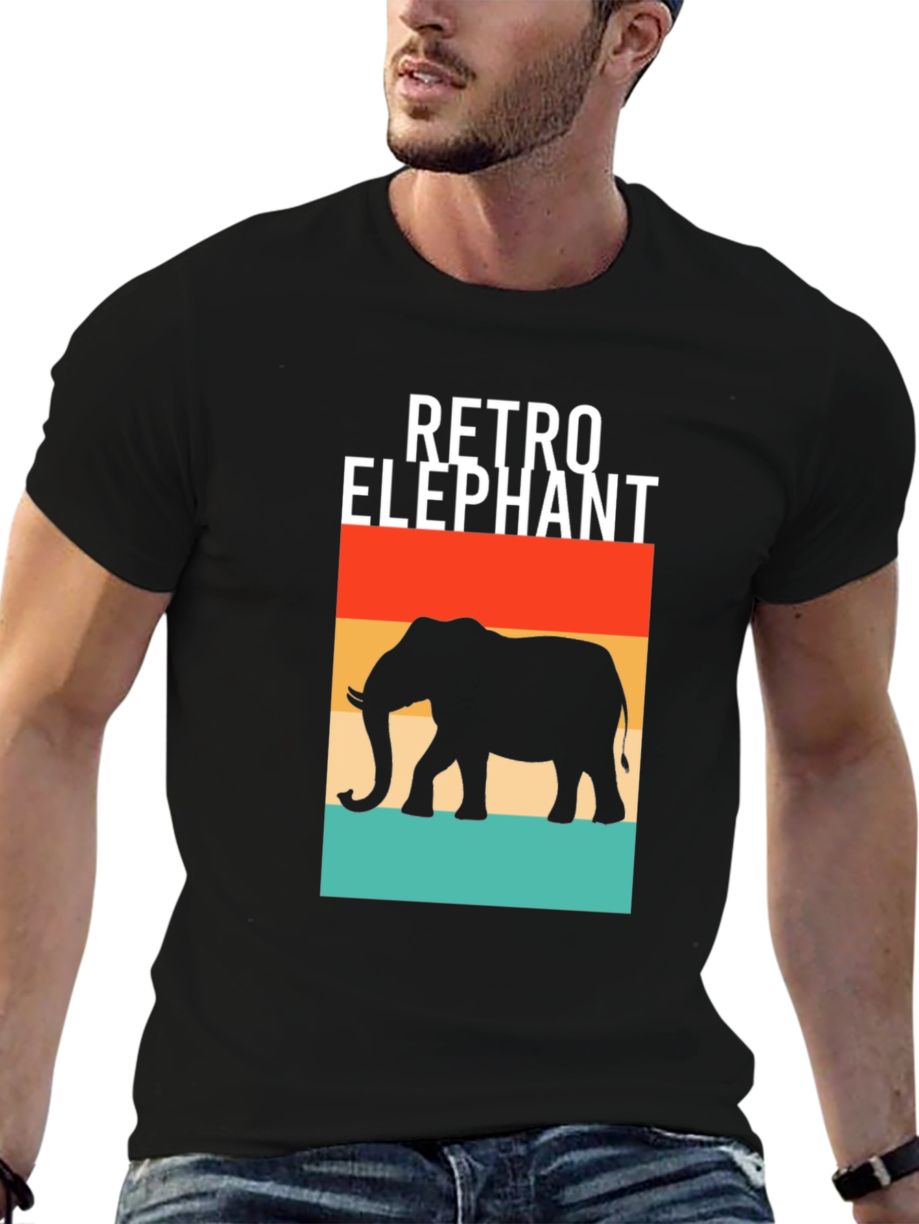 Retro Elephant Graphic T-Shirt - Stylish Animal Tee