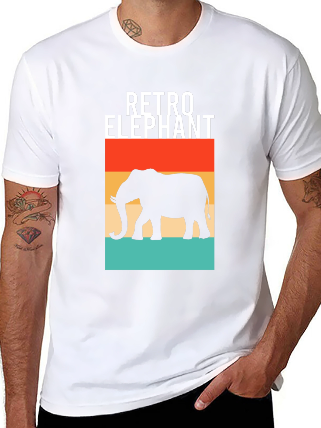 Retro Elephant Graphic T-Shirt - Stylish Animal Tee