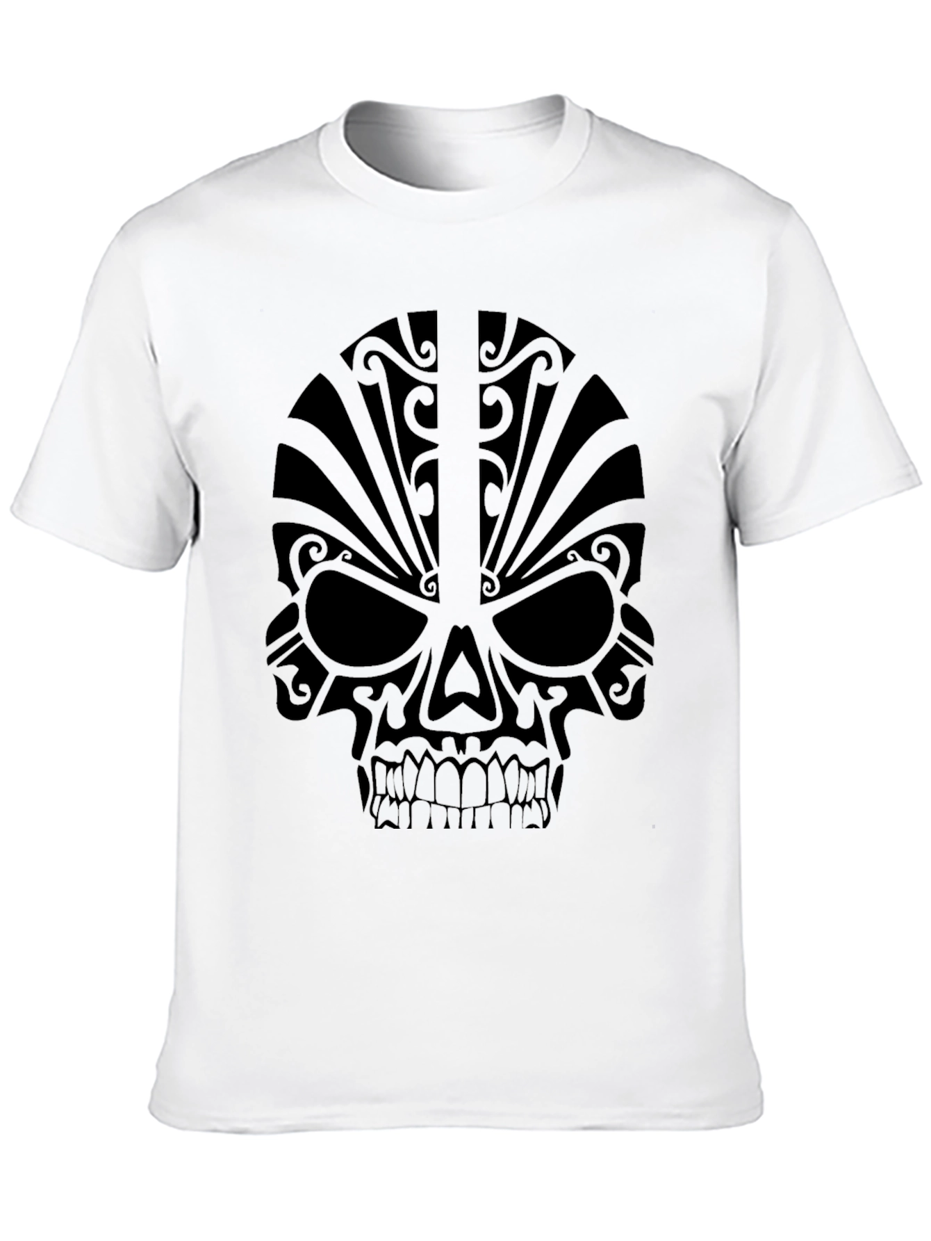Tribal Skull Graphic Tee - Mens Black T-Shirt