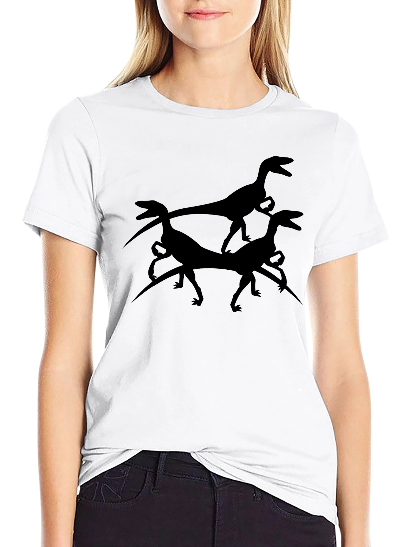 Dinosaur Silhouette Graphic Tee - Black T-Shirt