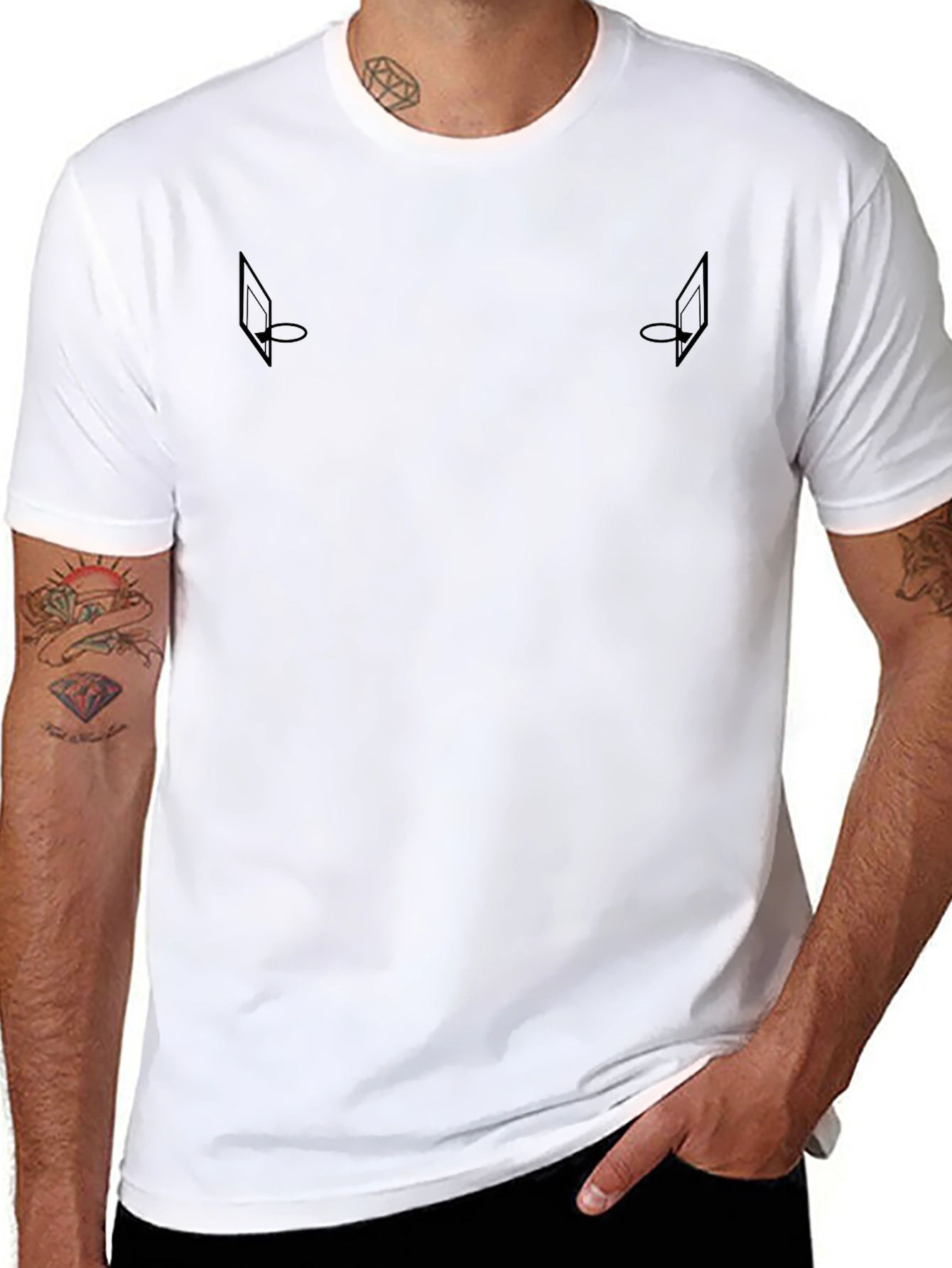 Minimalist Black T-Shirt with Basketball Hoop Graphic