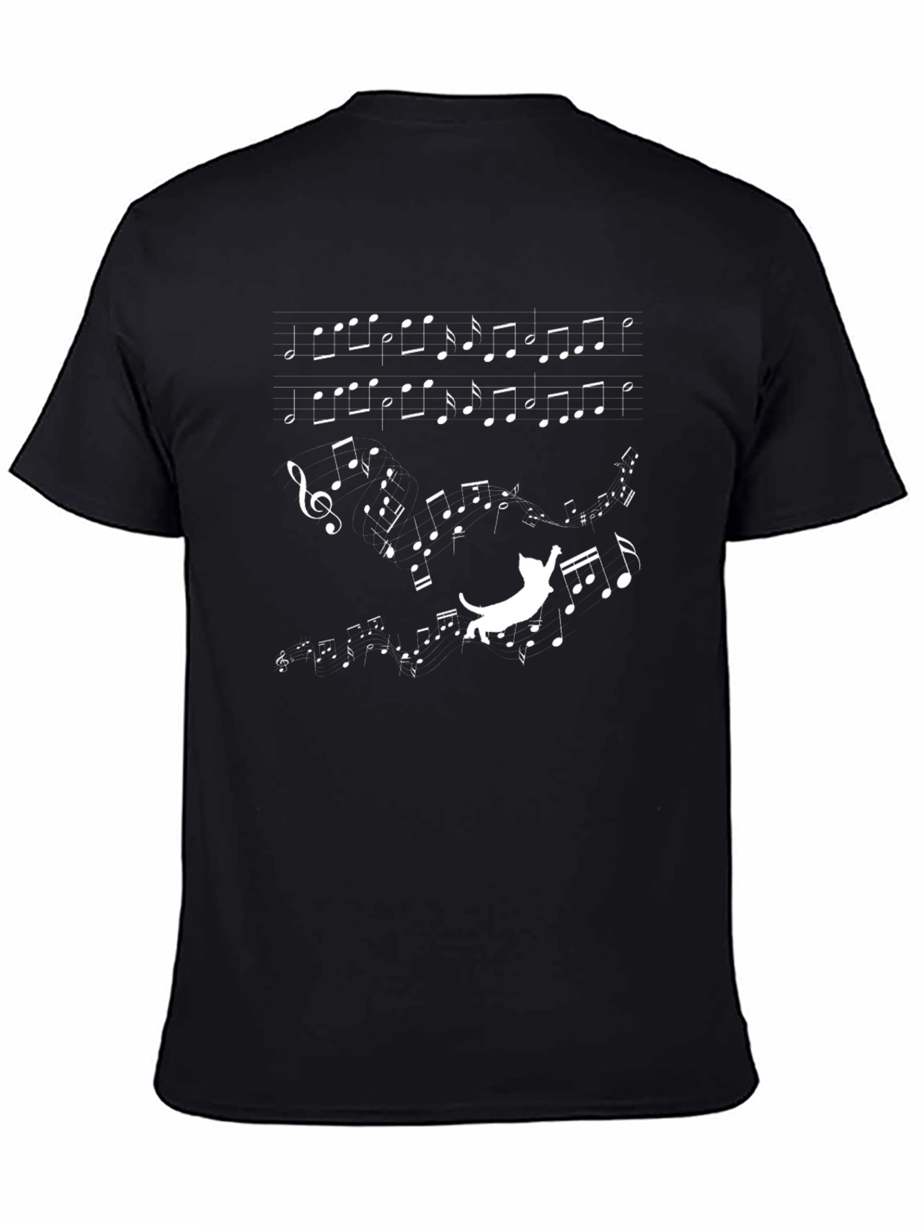 Musical Cat T-Shirt - Black Cotton Tee