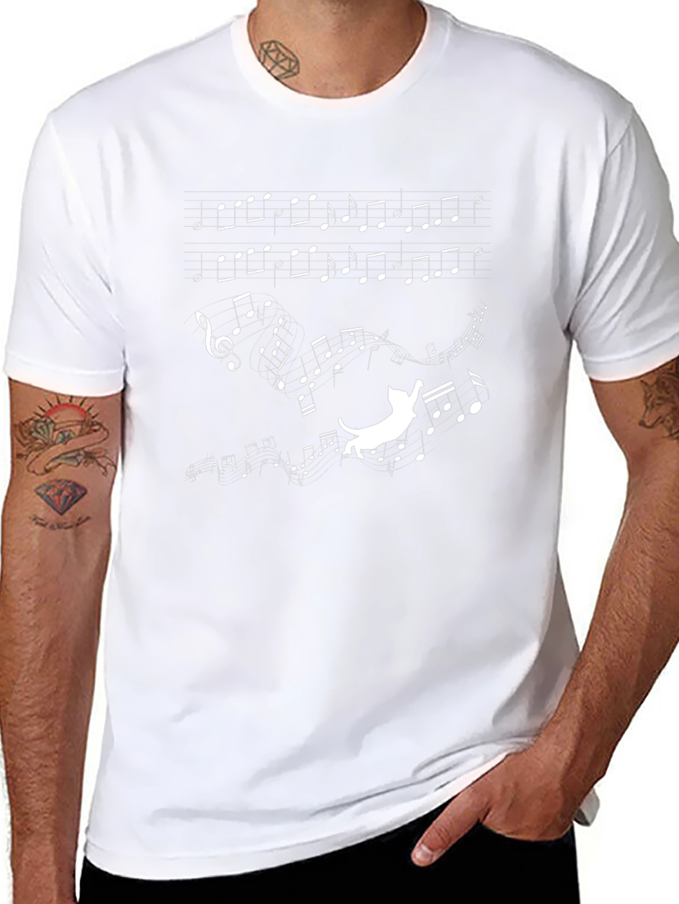 Musical Cat T-Shirt - Black Cotton Tee