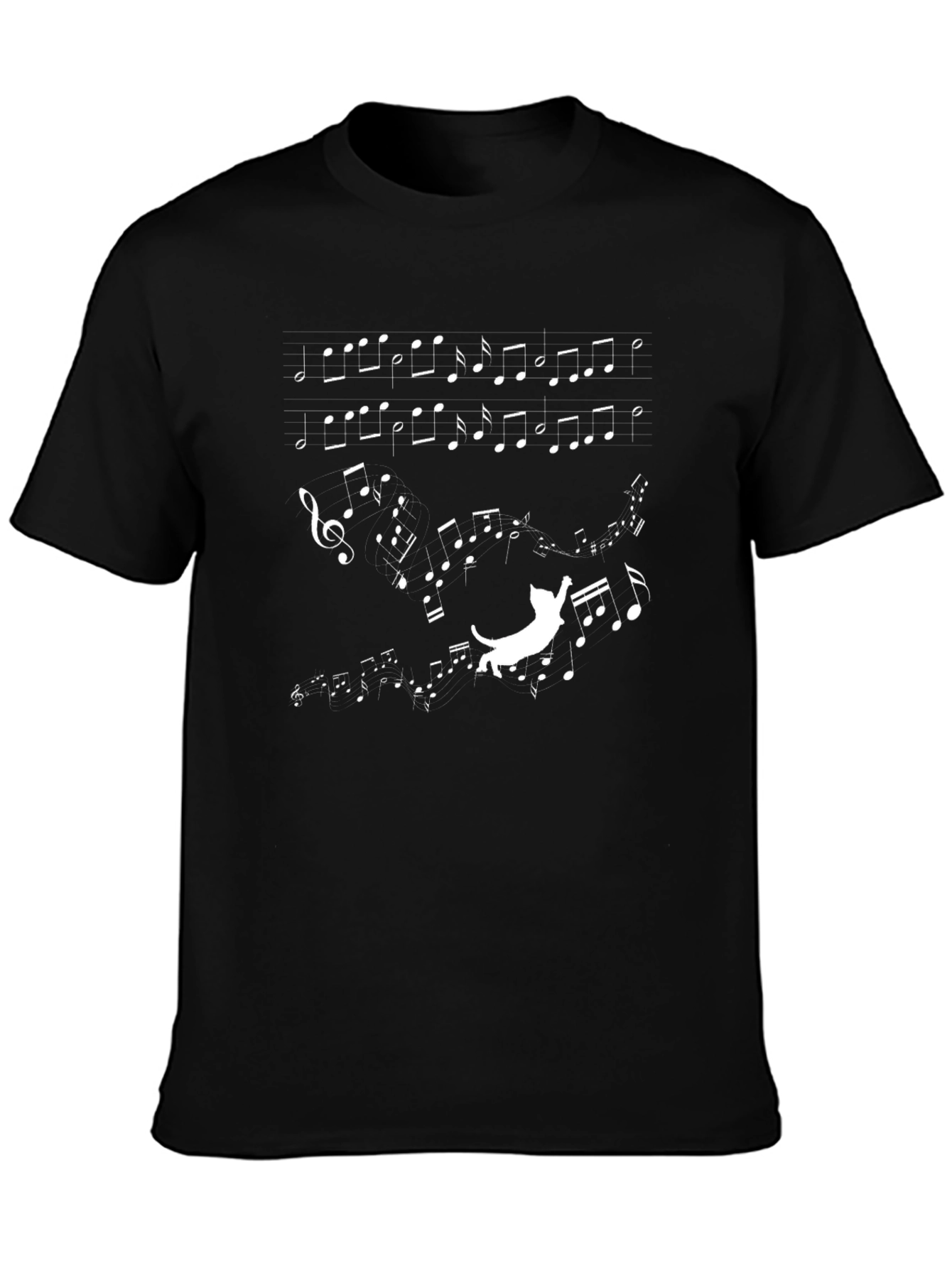 Musical Cat T-Shirt - Black Cotton Tee