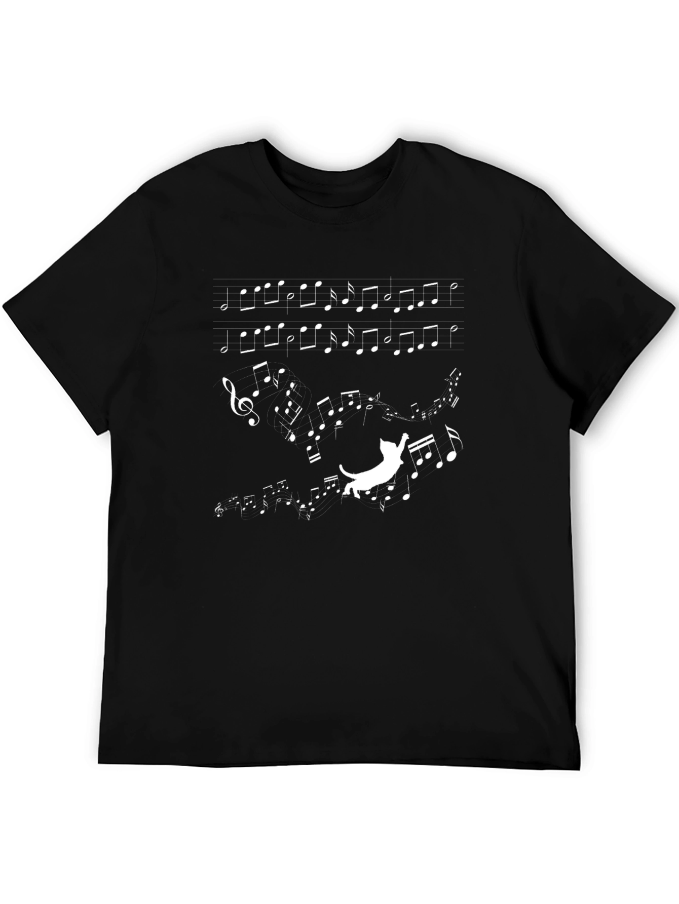 Musical Cat T-Shirt - Black Cotton Tee