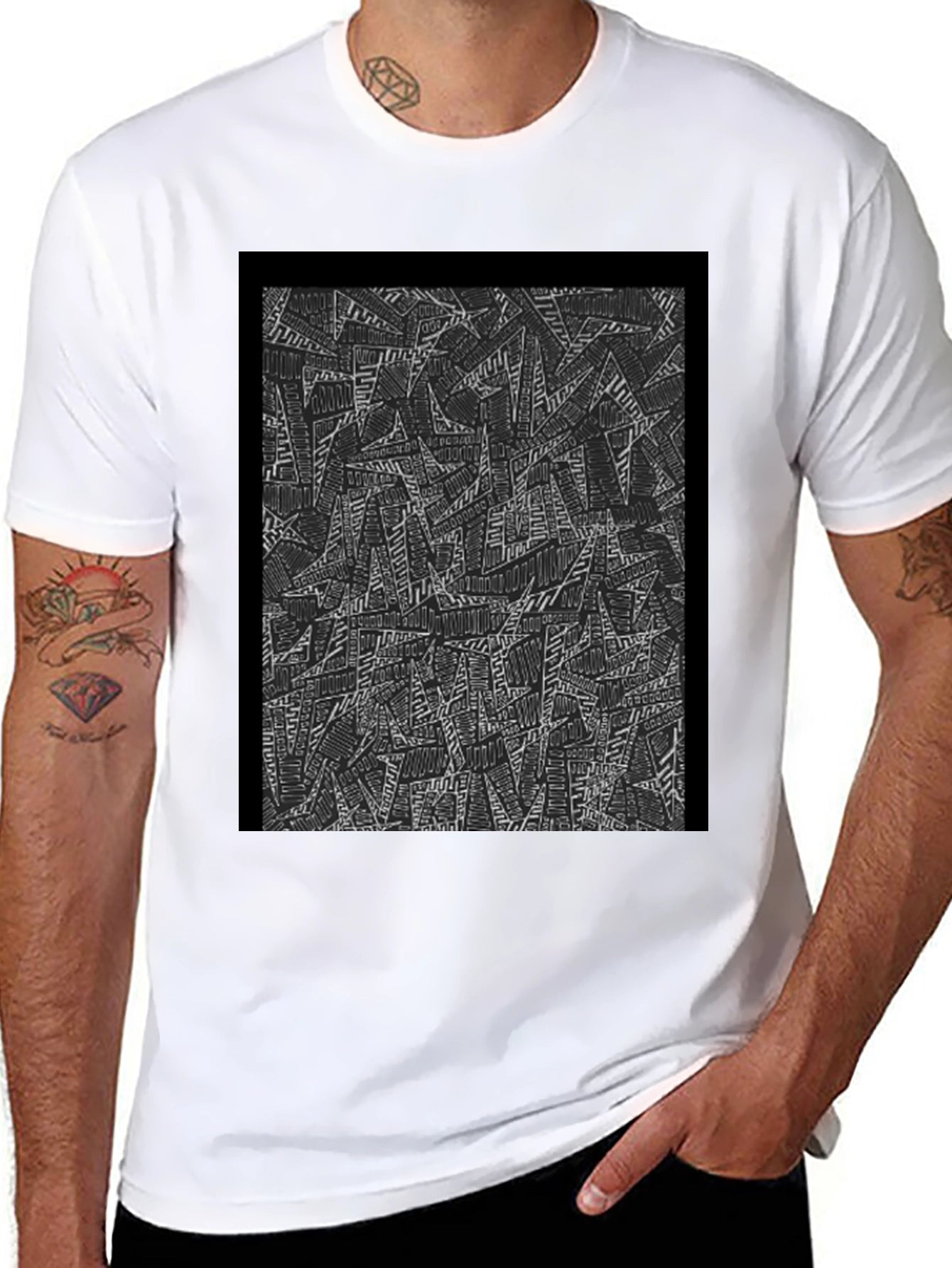 Abstract Graphic Print Black T-Shirt