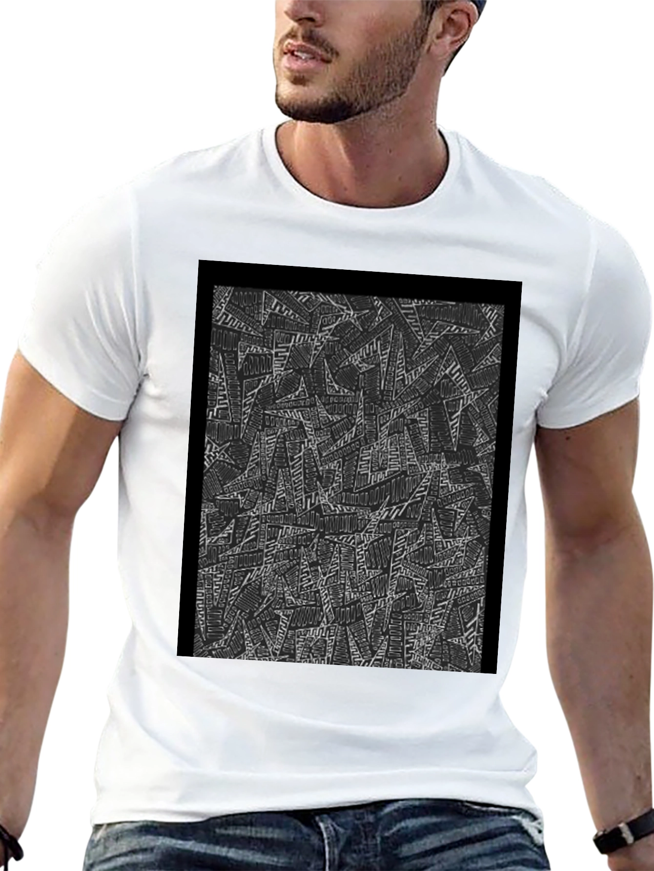 Abstract Graphic Print Black T-Shirt