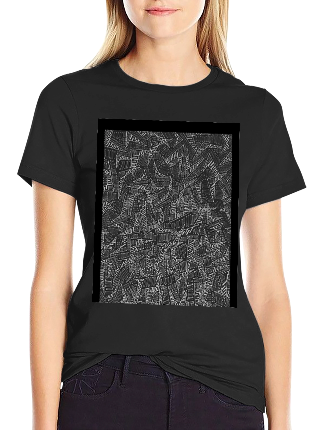 Abstract Graphic Print Black T-Shirt