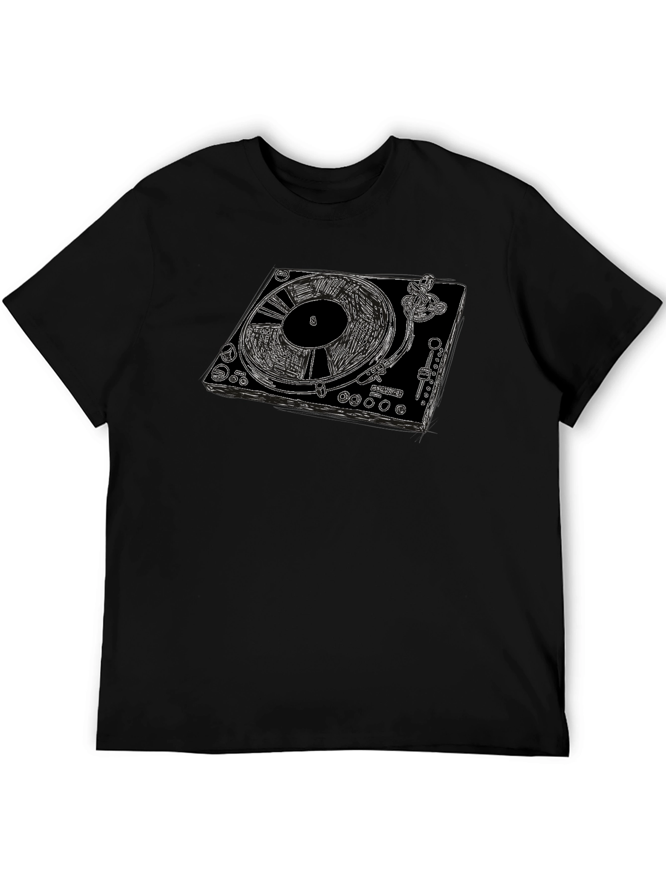 DJ Turntable Graphic Tee - Black Cotton T-Shirt