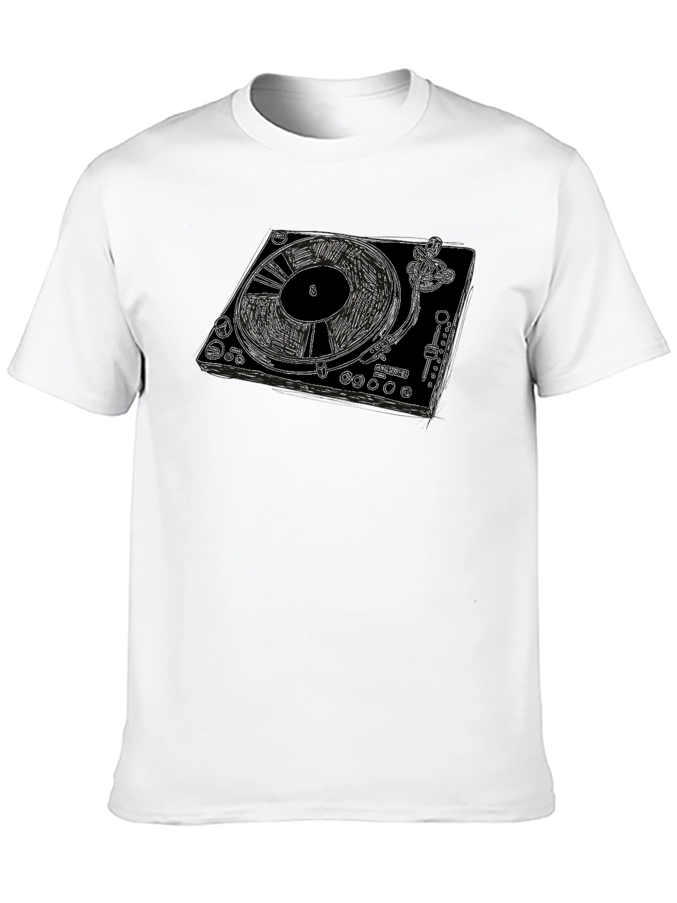 DJ Turntable Graphic Tee - Black Cotton T-Shirt