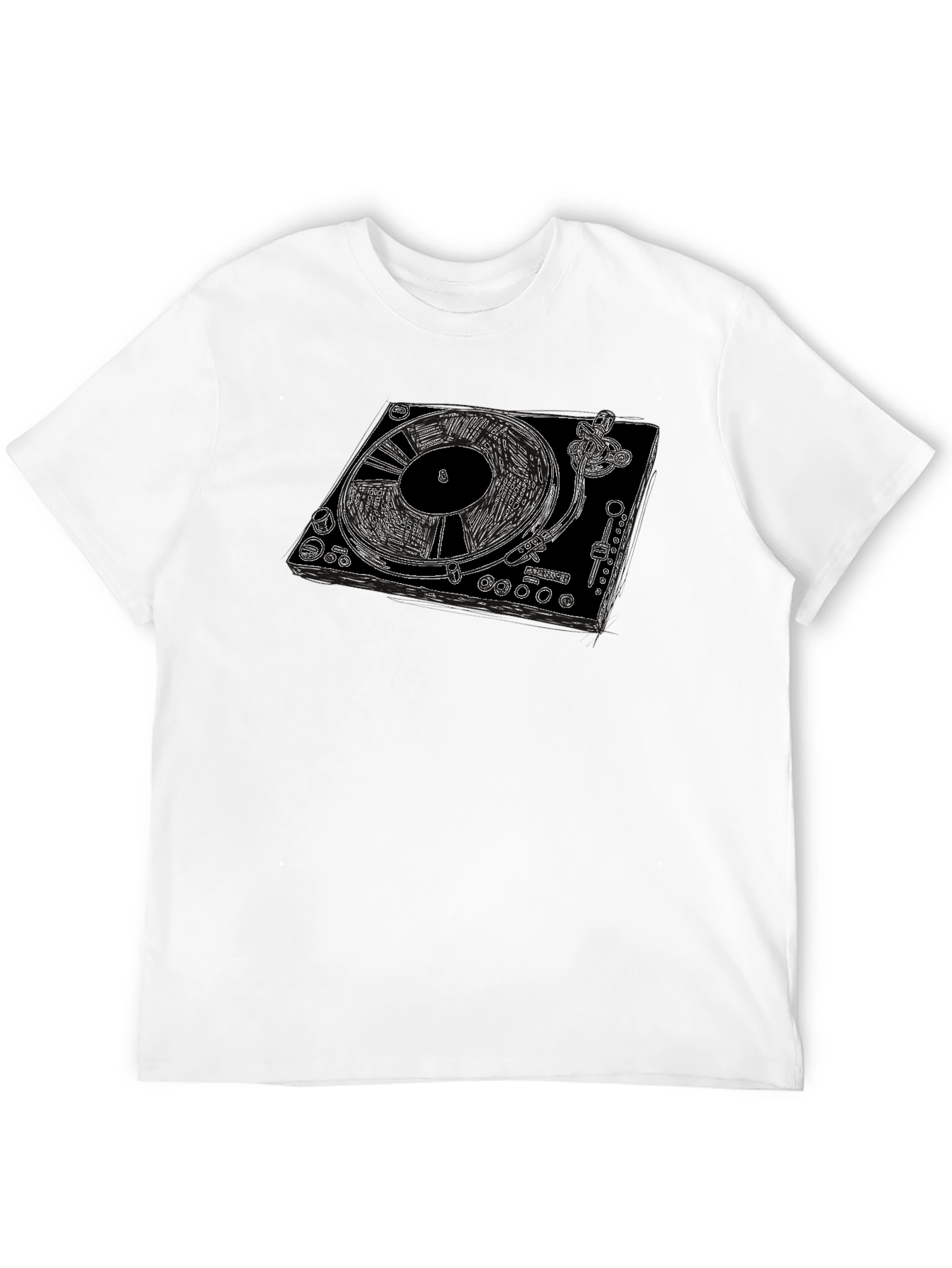 DJ Turntable Graphic Tee - Black Cotton T-Shirt