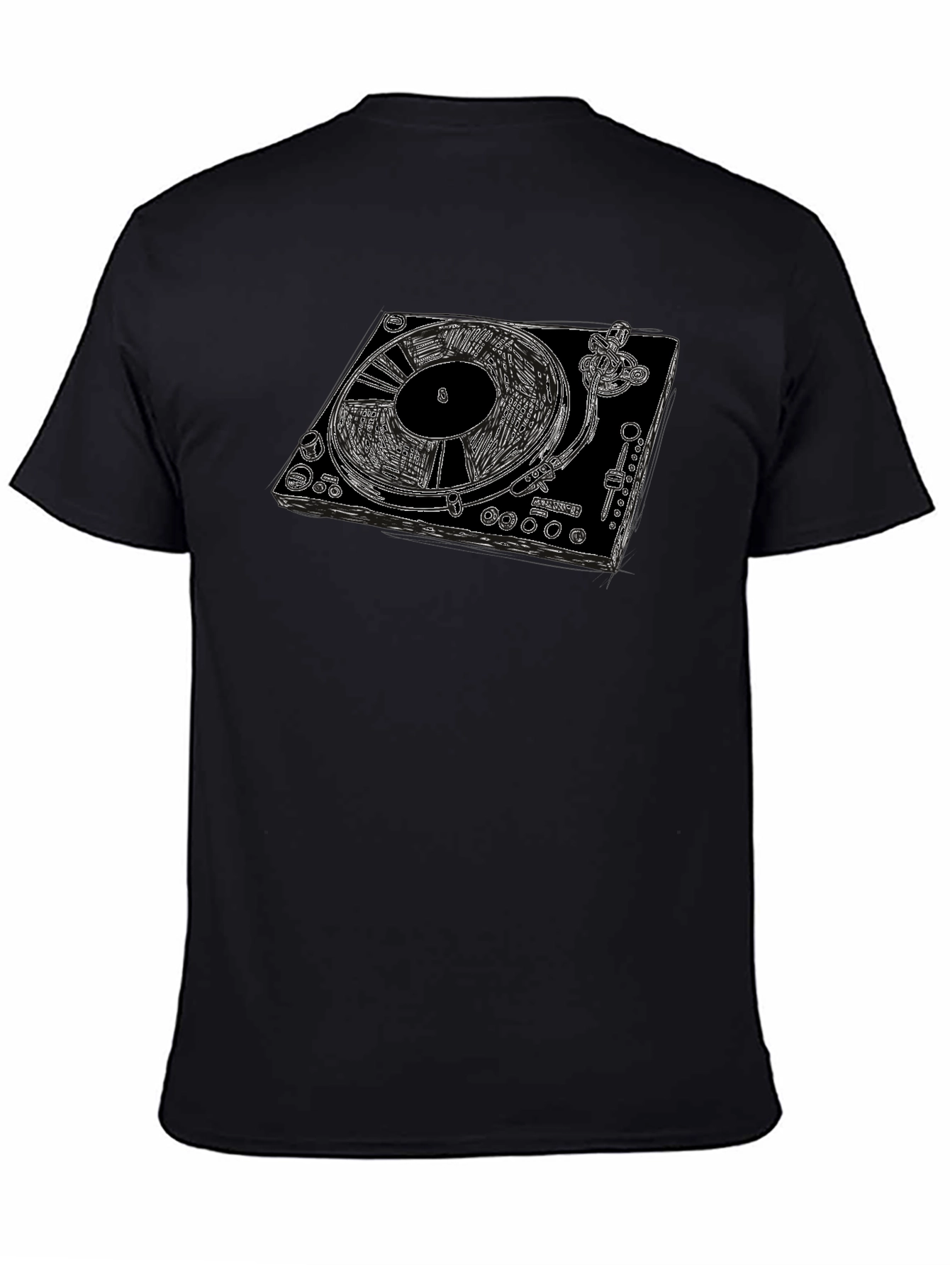 DJ Turntable Graphic Tee - Black Cotton T-Shirt