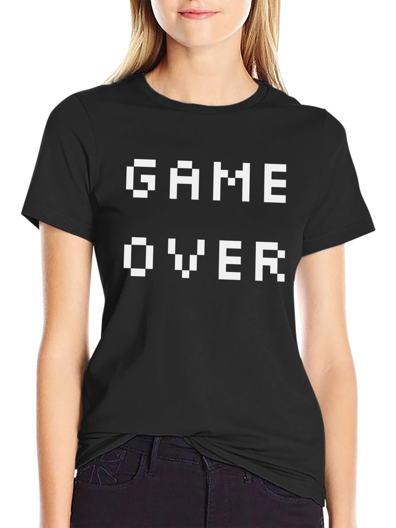 Game Over Pixel Art Black T-Shirt