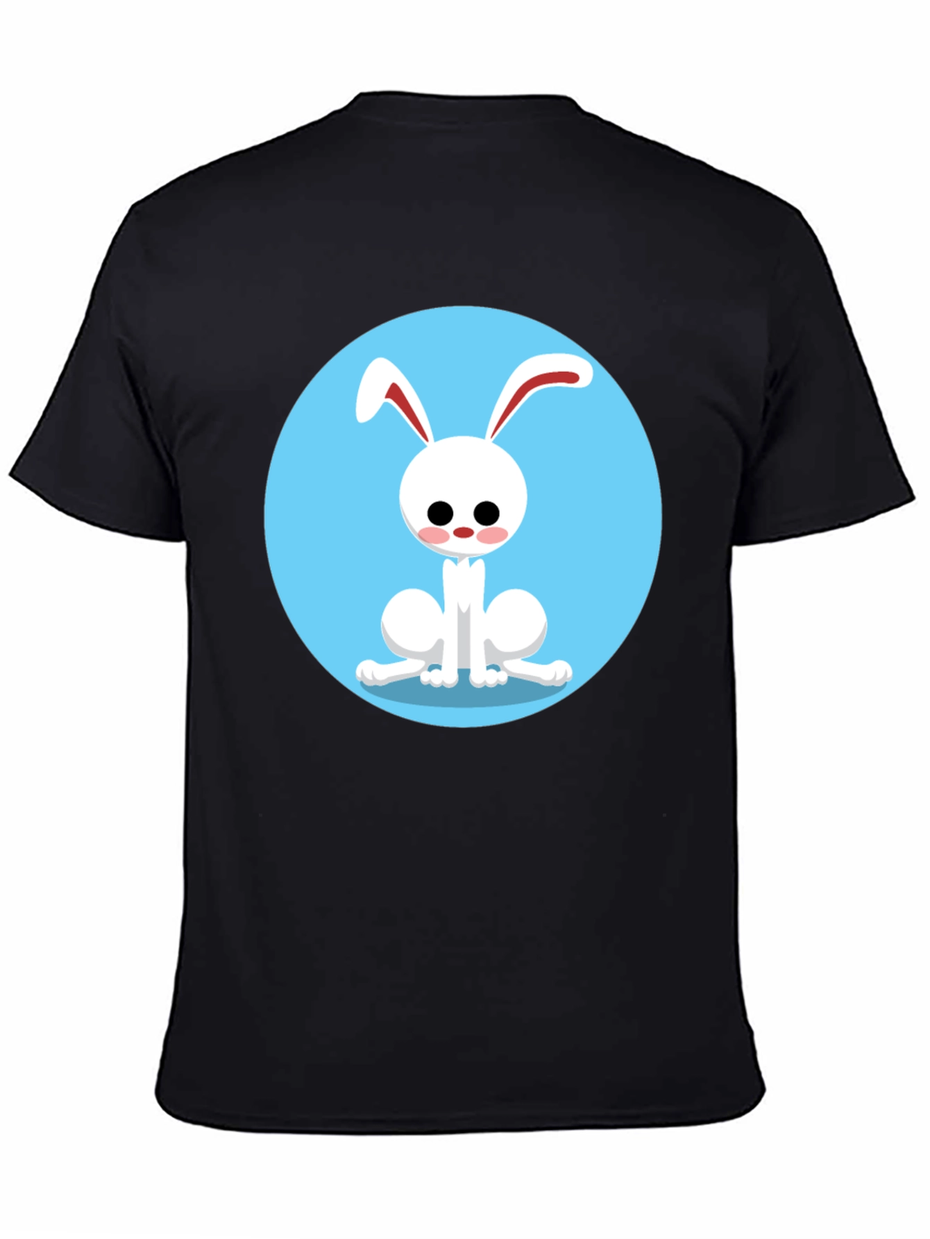 Cute Cartoon Rabbit Graphic Tee - Black