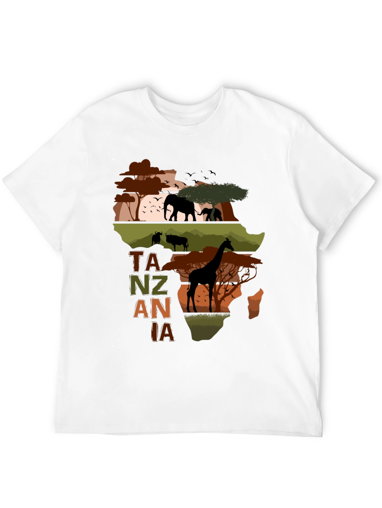 Tanzania Safari T-Shirt - African Wildlife Map Design