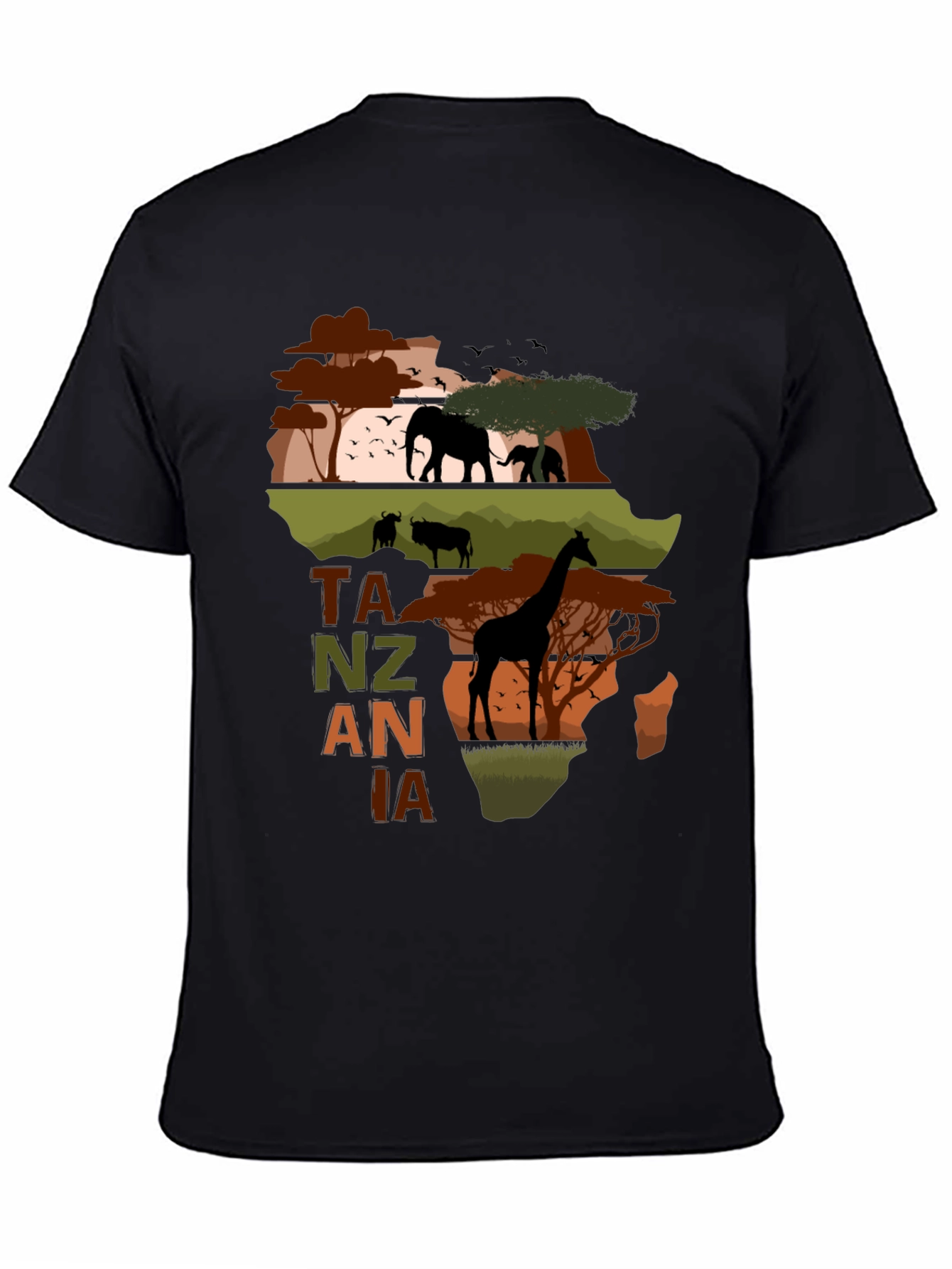 Tanzania Safari T-Shirt - African Wildlife Map Design