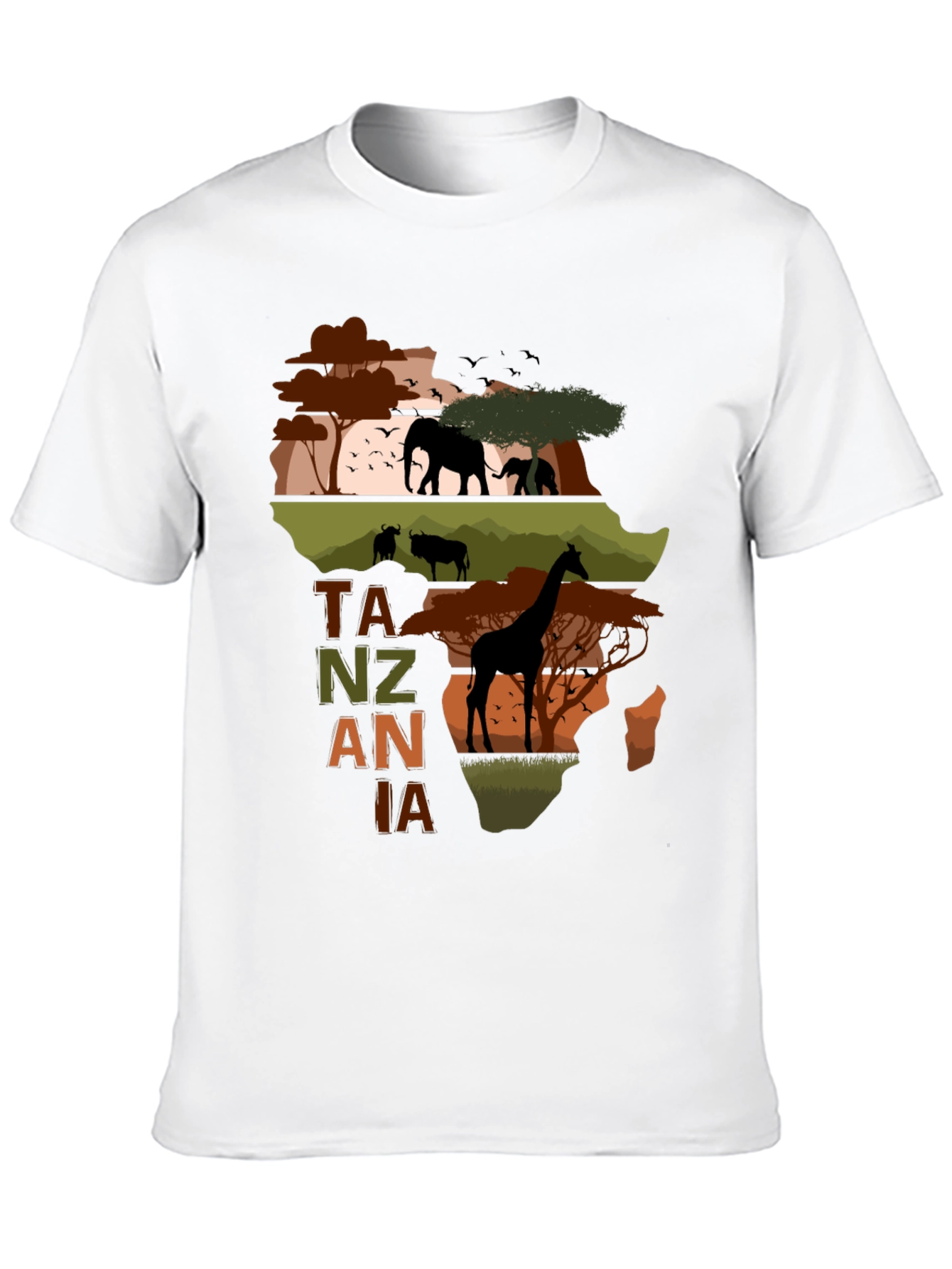 Tanzania Safari T-Shirt - African Wildlife Map Design