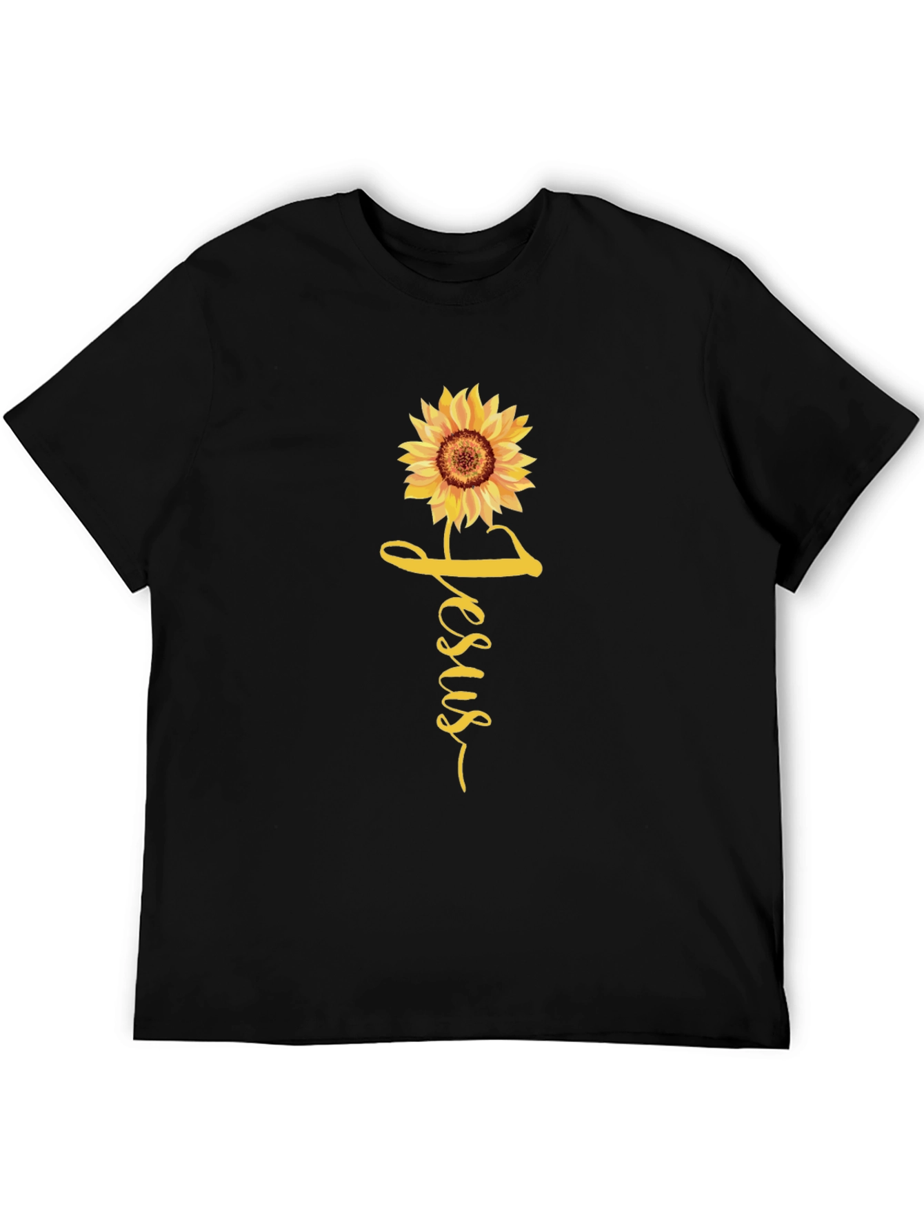 Jesus Sunflower Graphic Tee - Black Casual T-Shirt