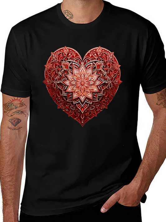 Red Floral Heart Graphic T-Shirt