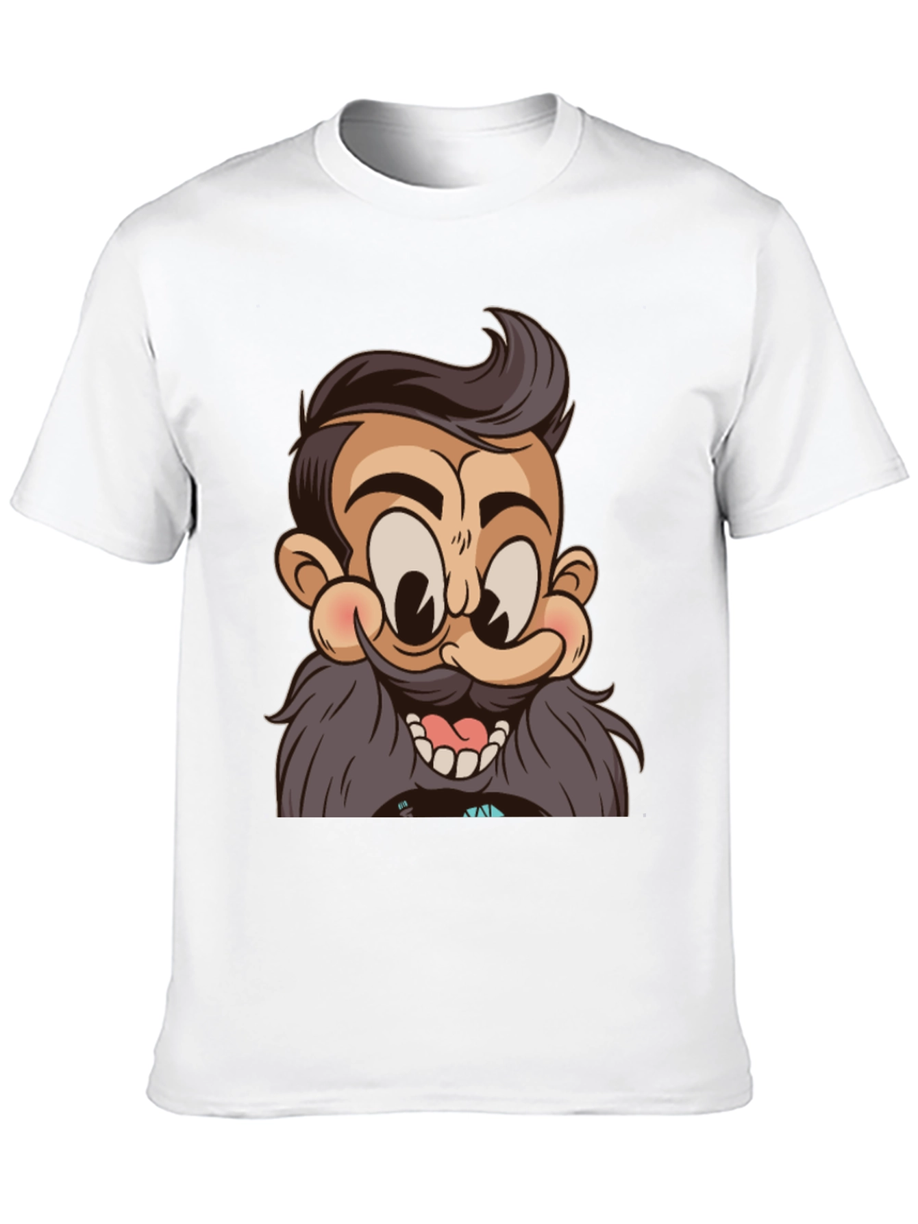 Cartoon Beard Man Black T-Shirt