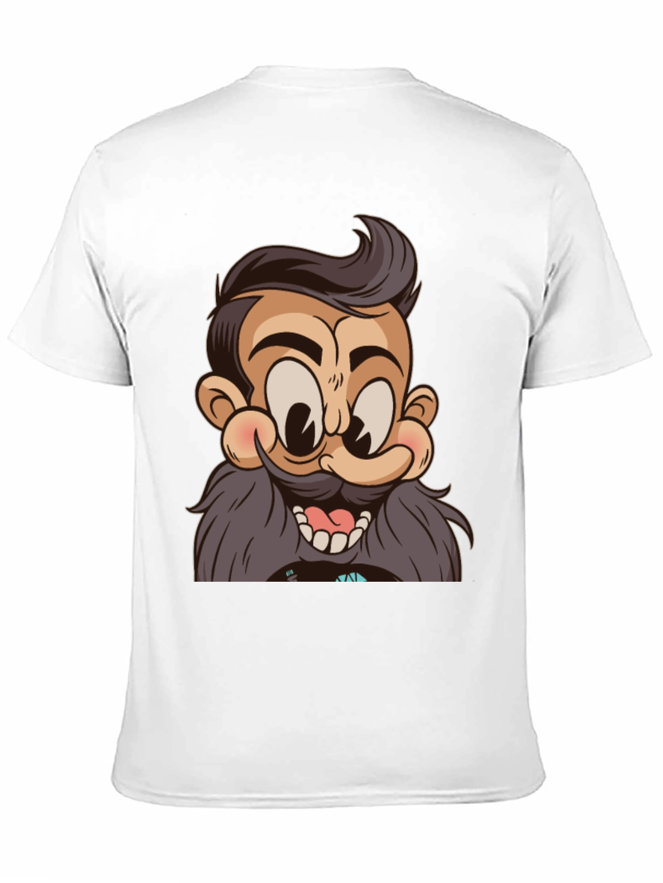 Cartoon Beard Man Black T-Shirt
