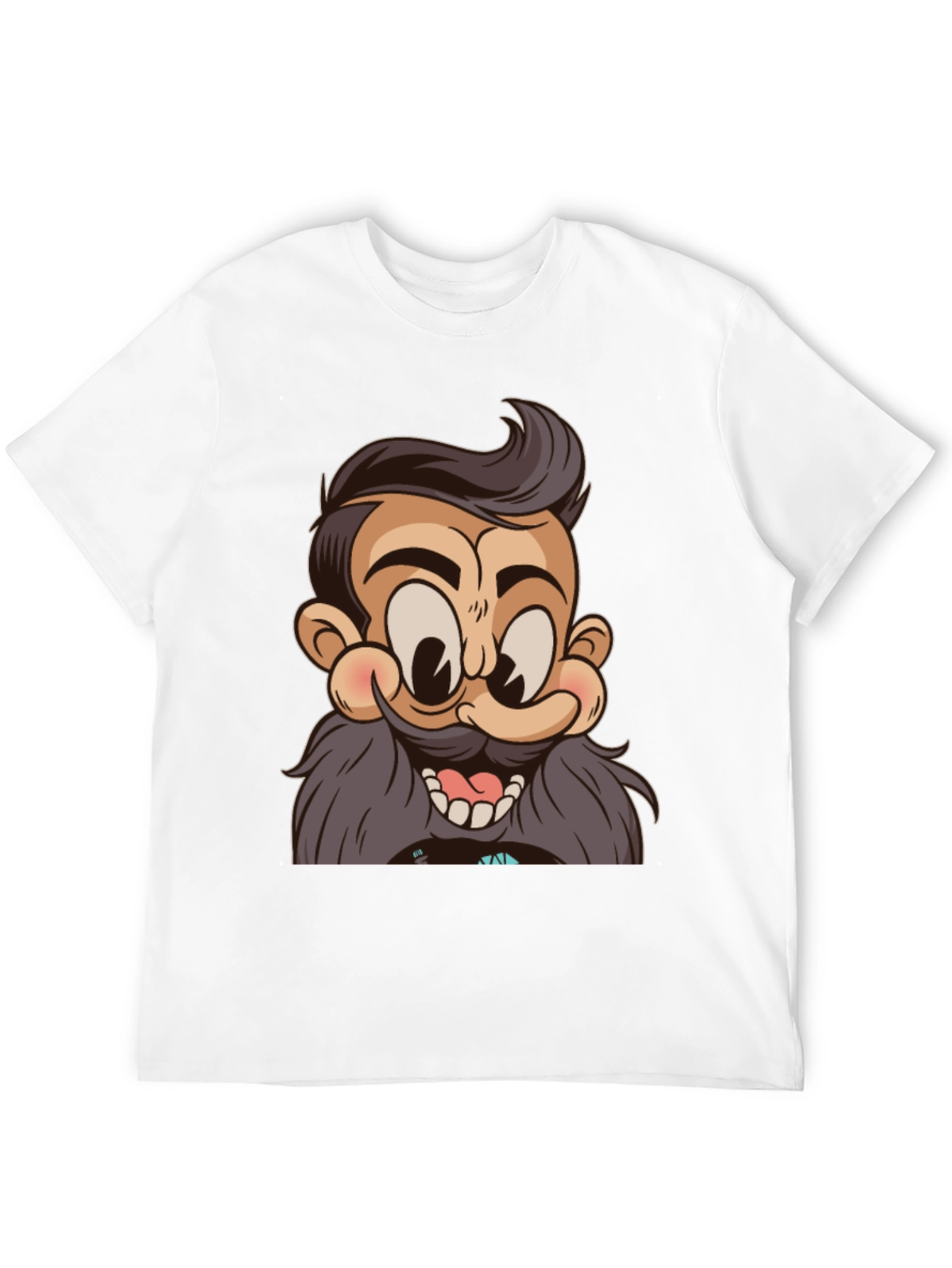 Cartoon Beard Man Black T-Shirt