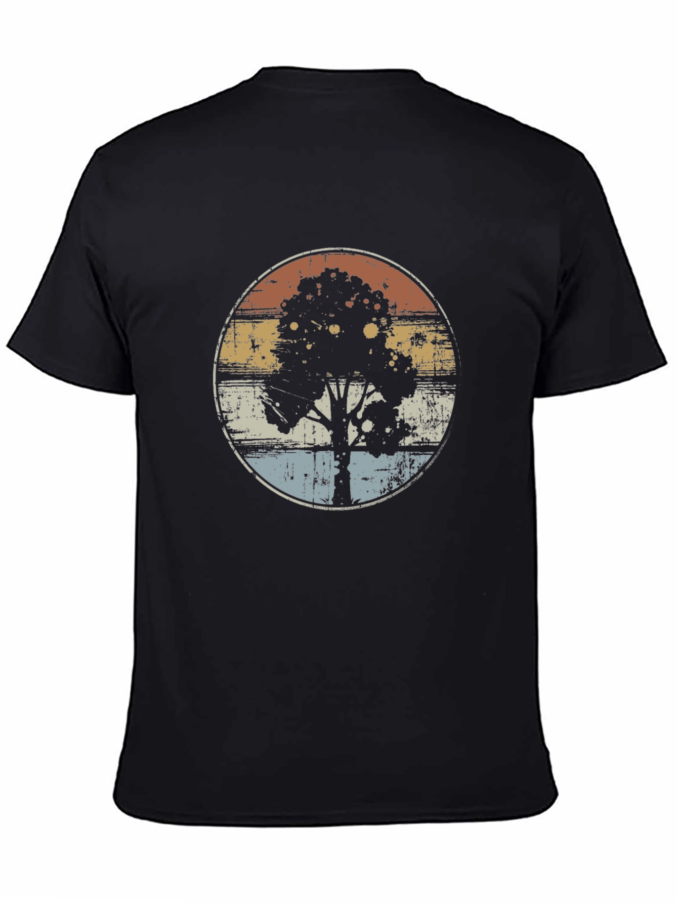 Retro Tree Graphic Black T-Shirt