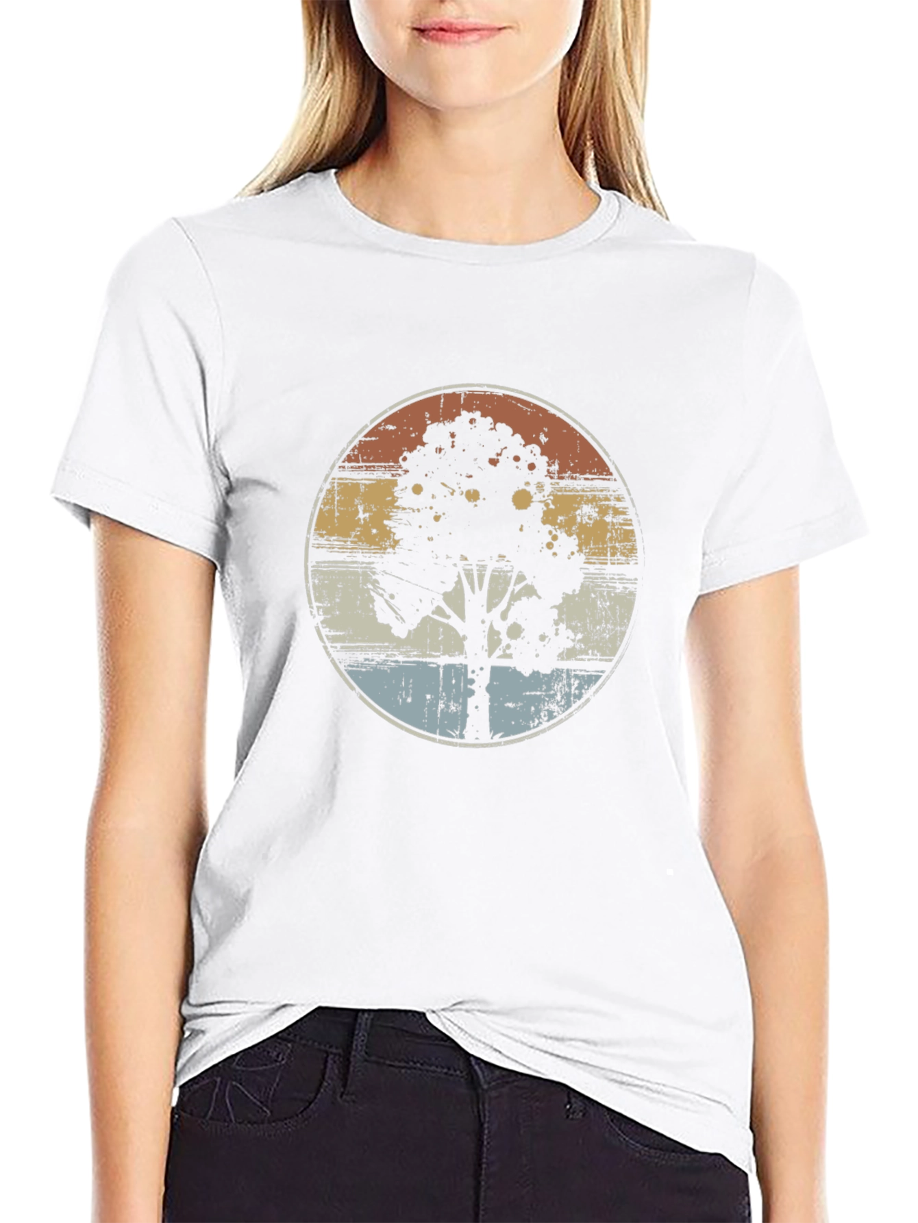 Retro Tree Graphic Black T-Shirt