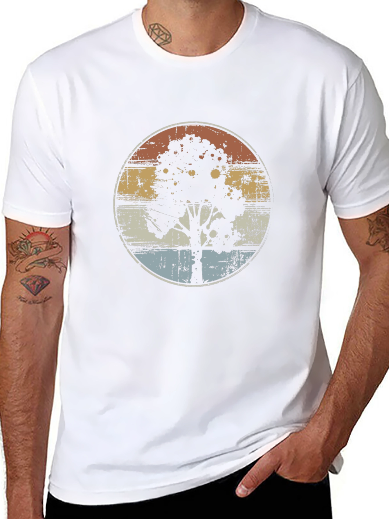 Retro Tree Graphic Black T-Shirt