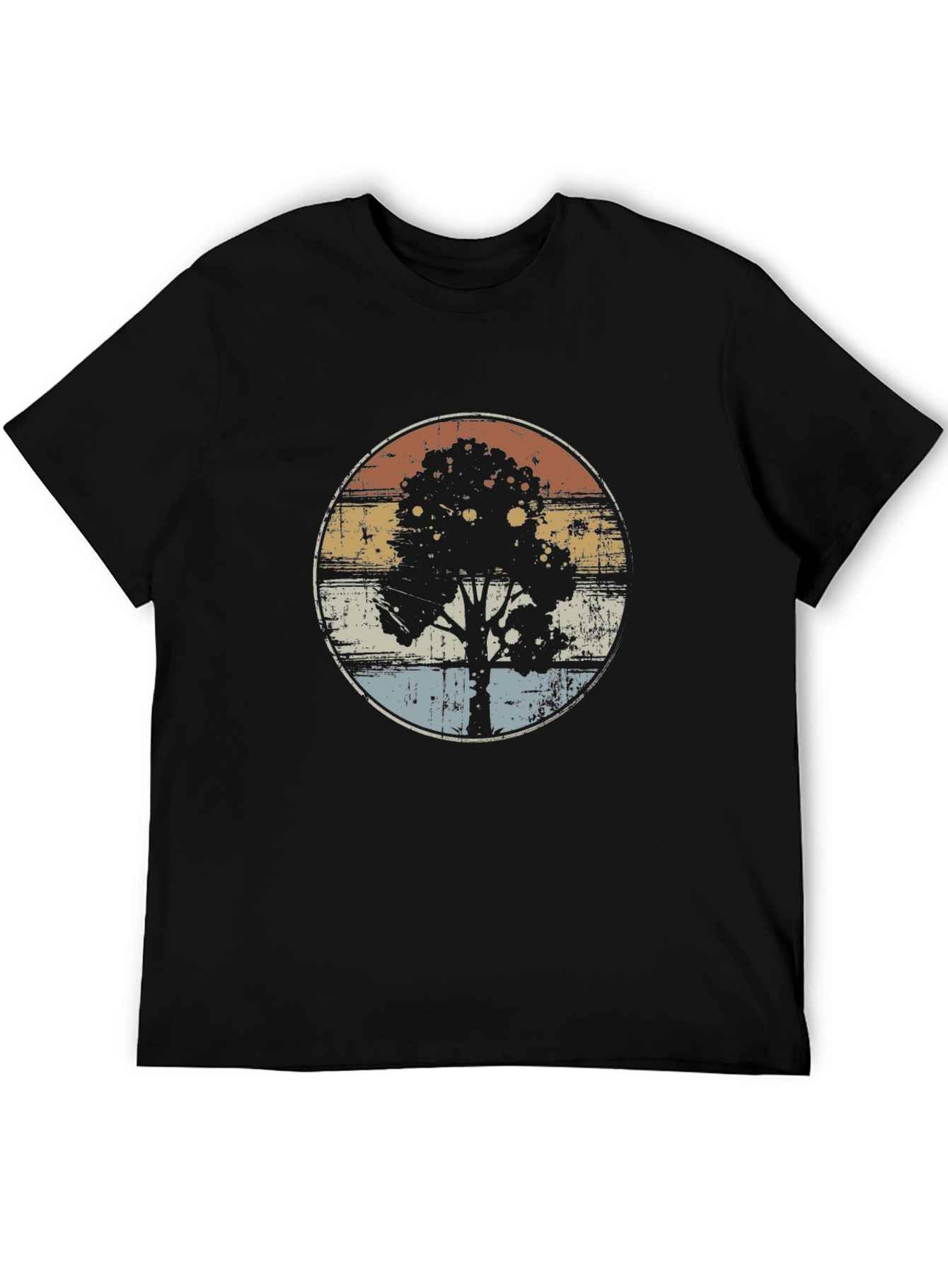 Retro Tree Graphic Black T-Shirt