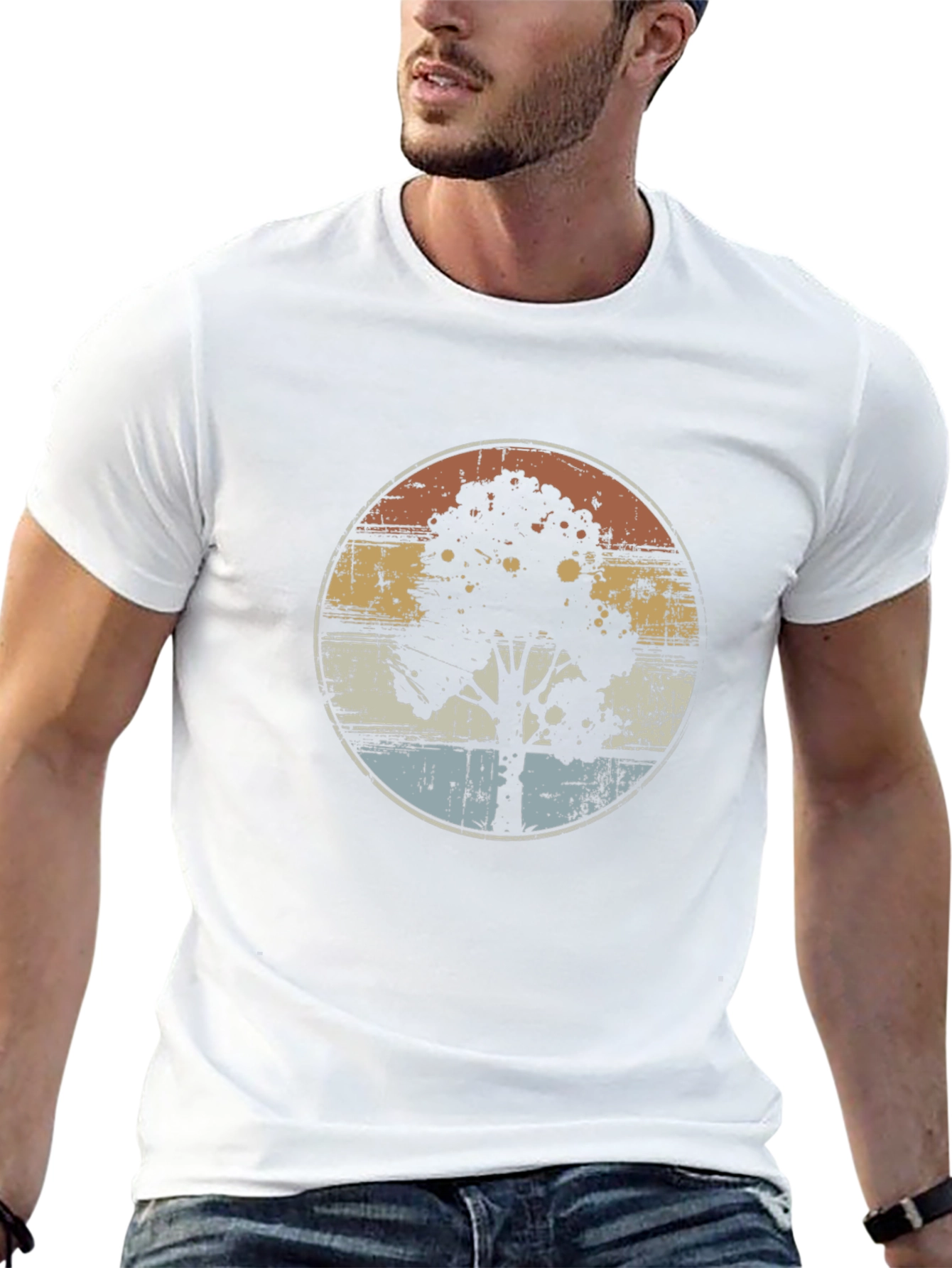 Retro Tree Graphic Black T-Shirt
