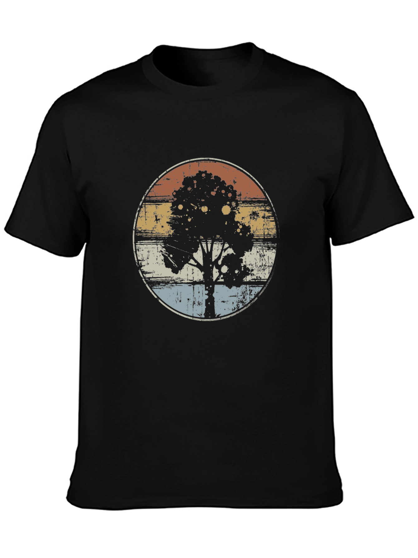 Retro Tree Graphic Black T-Shirt