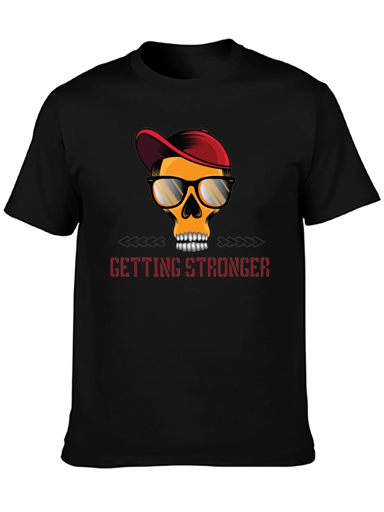 Edgy Skull Graphic T-Shirt - Getting Stronger