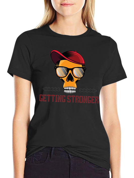 Edgy Skull Graphic T-Shirt - Getting Stronger