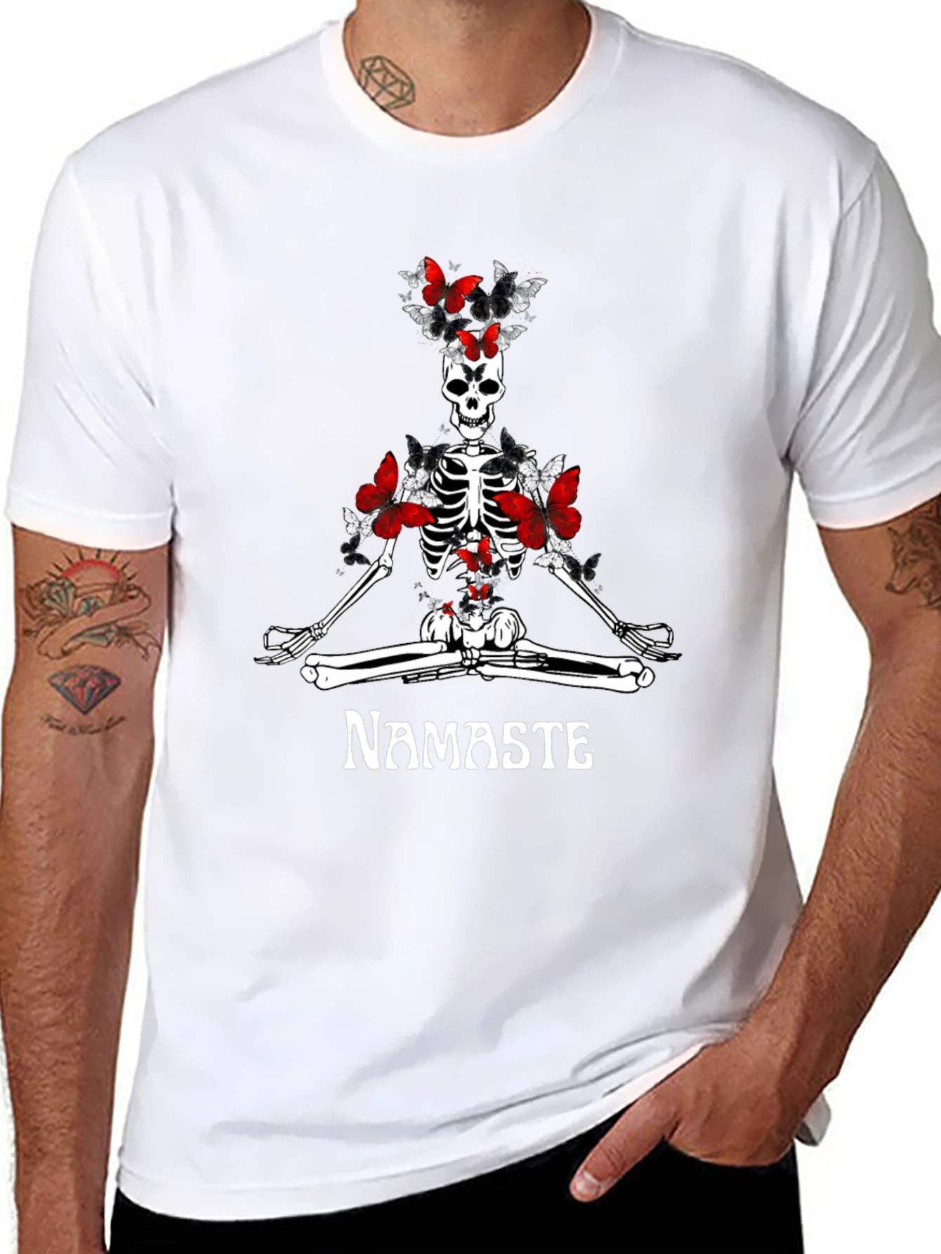Namaste Skeleton Butterfly T-Shirt