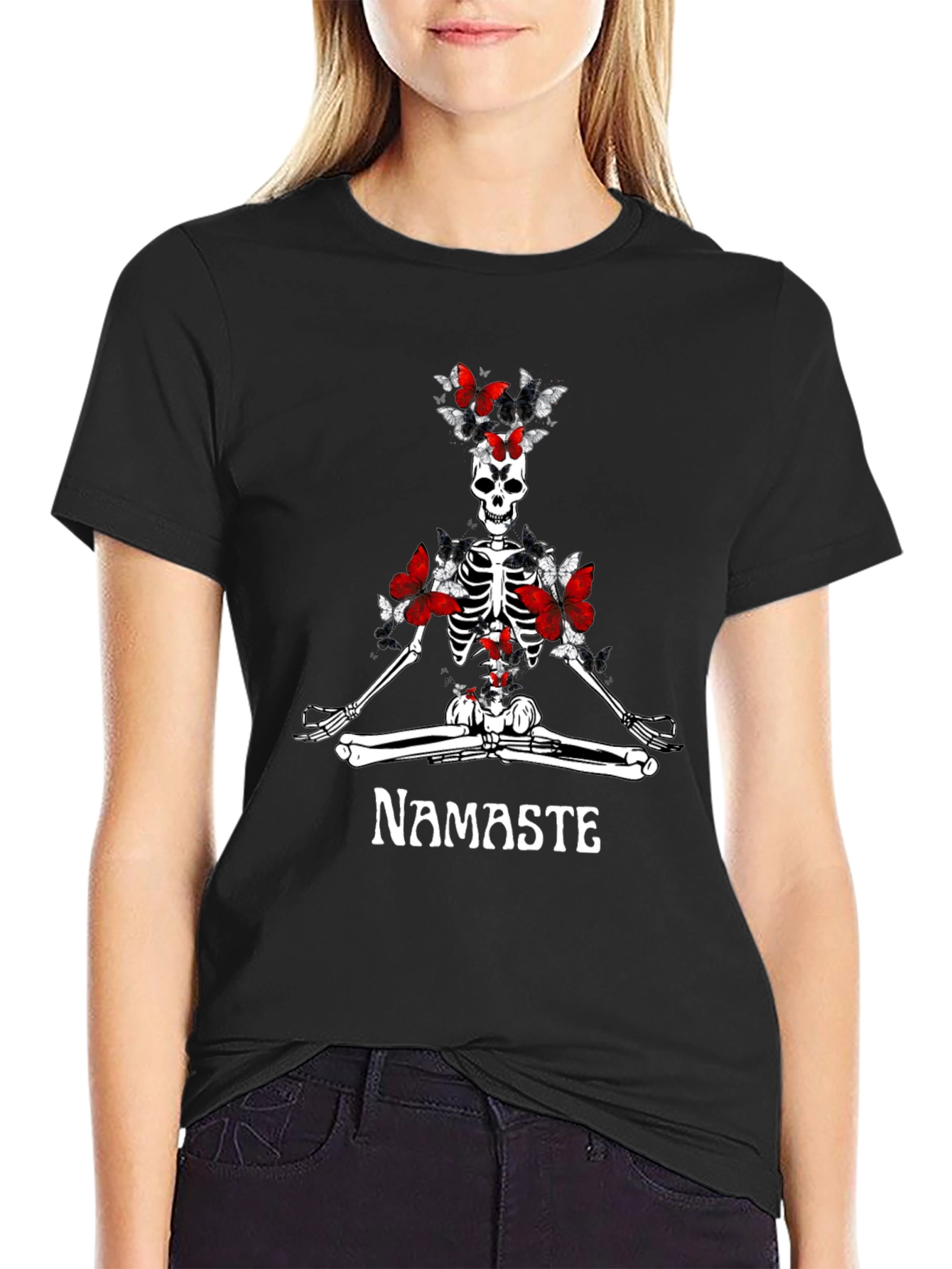 Namaste Skeleton Butterfly T-Shirt