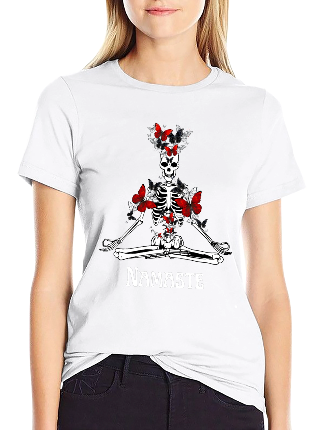 Namaste Skeleton Butterfly T-Shirt