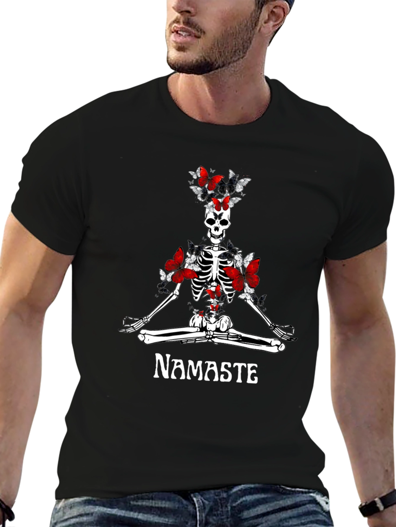 Namaste Skeleton Butterfly T-Shirt