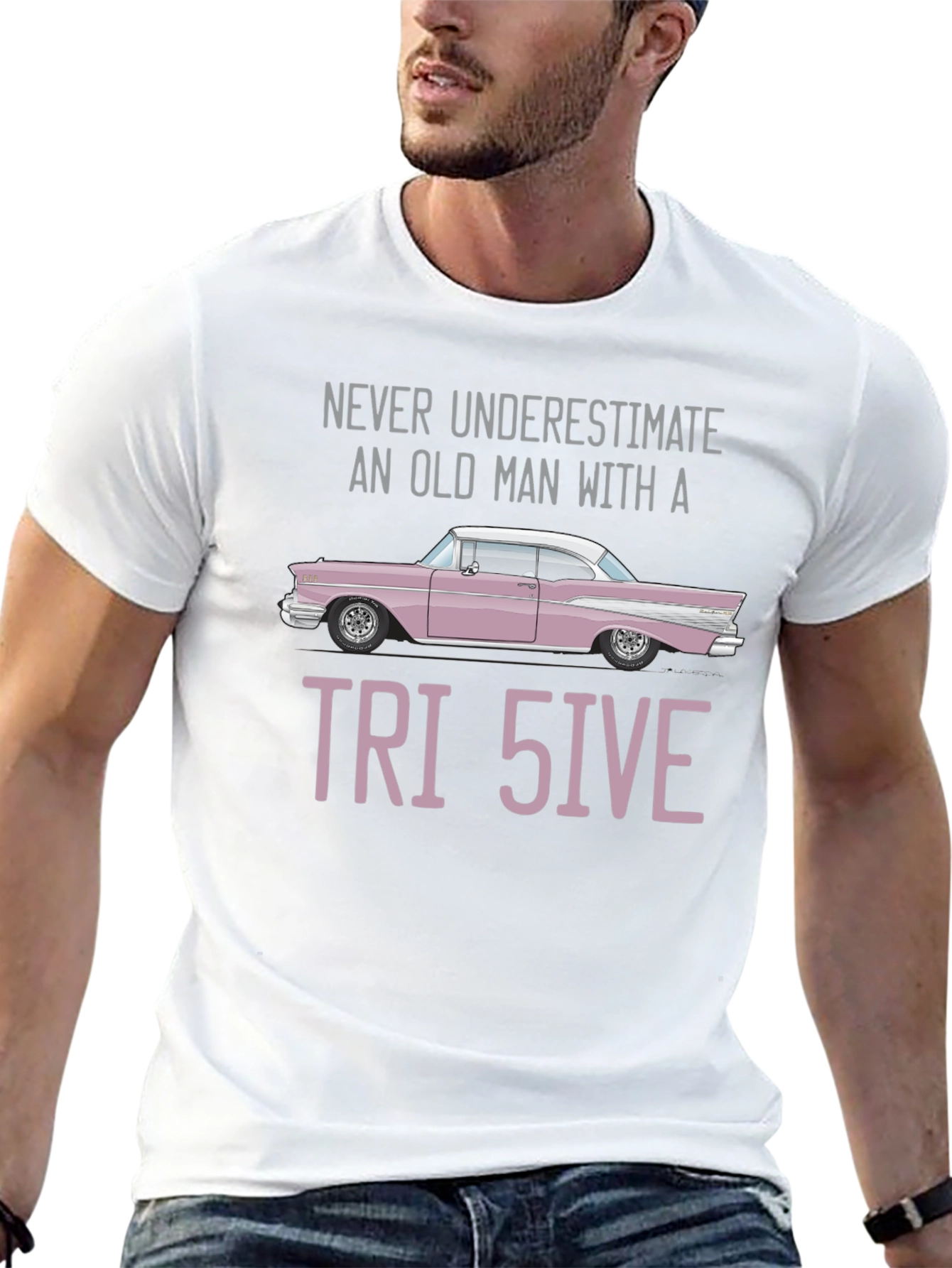 Tri 5ive T-Shirt - Old Man with Classic Car