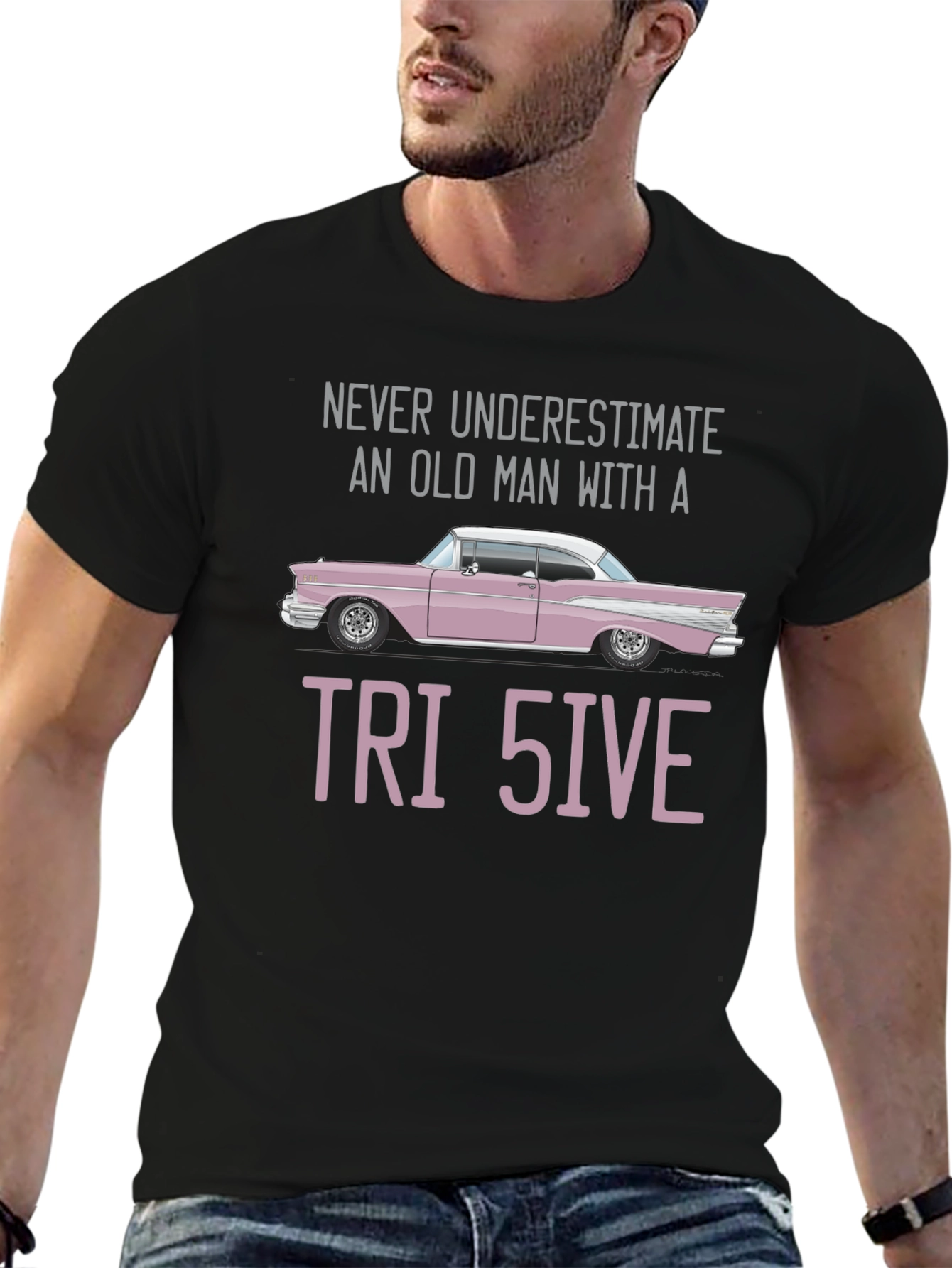Tri 5ive T-Shirt - Old Man with Classic Car