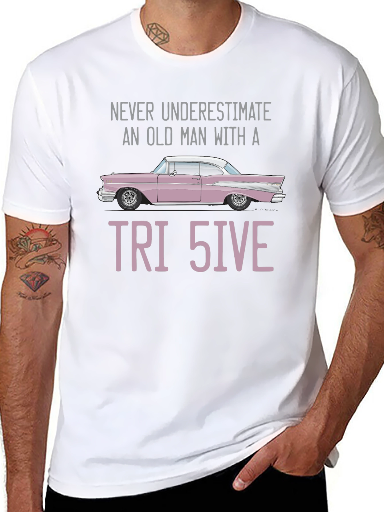 Tri 5ive T-Shirt - Old Man with Classic Car