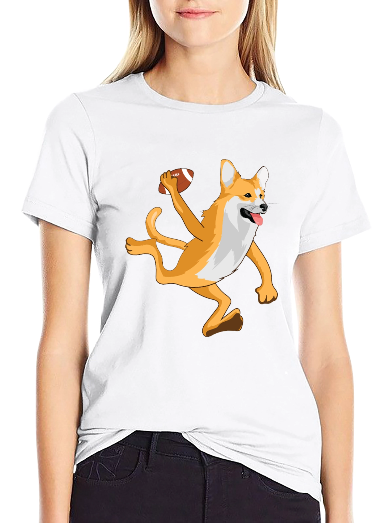 Dog Playing Football Graphic T-Shirt