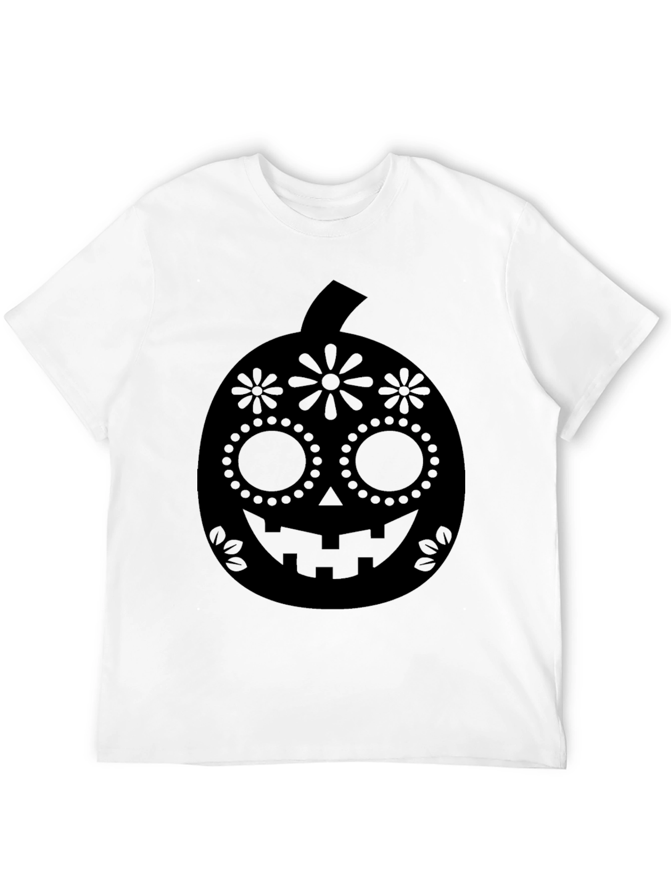 Halloween Pumpkin Sugar Skull Graphic Tee - Black