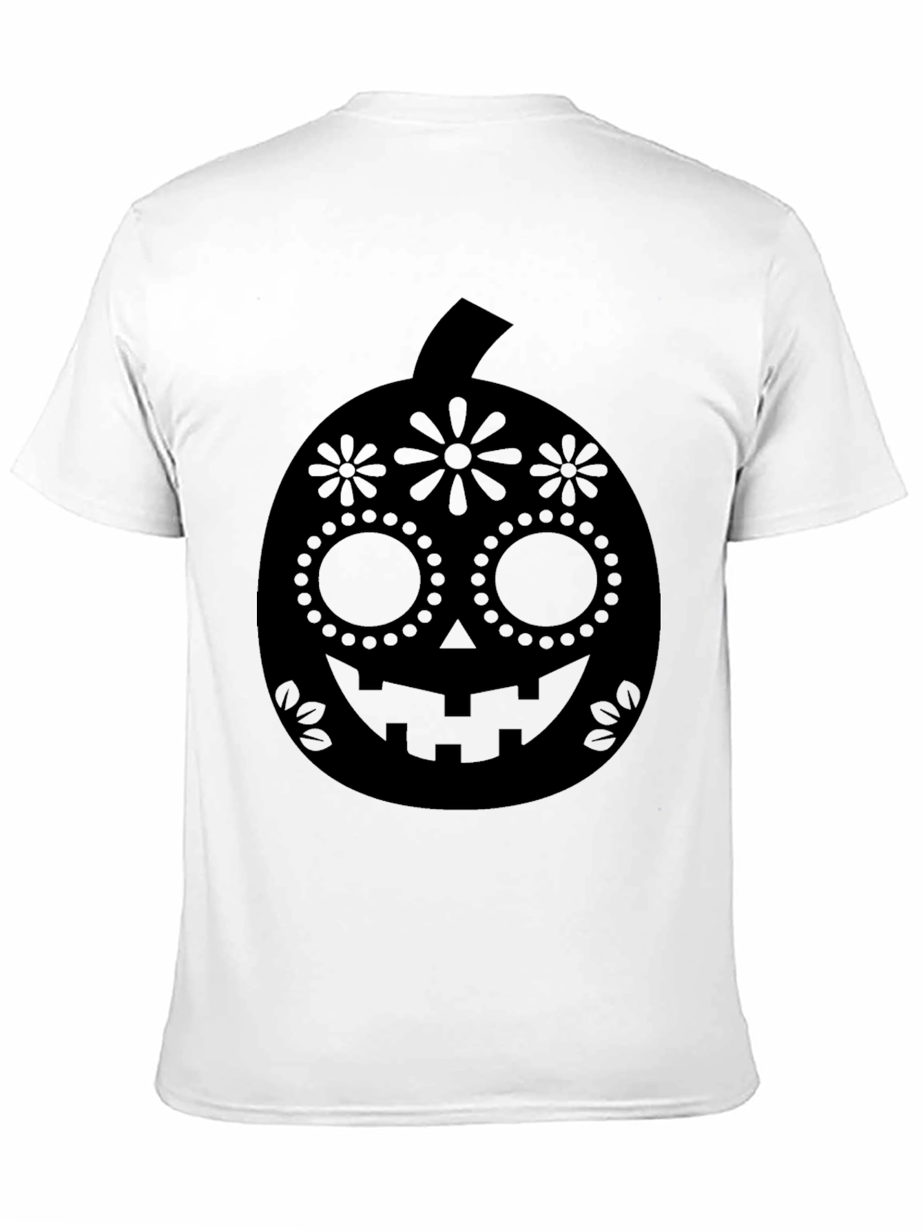 Halloween Pumpkin Sugar Skull Graphic Tee - Black